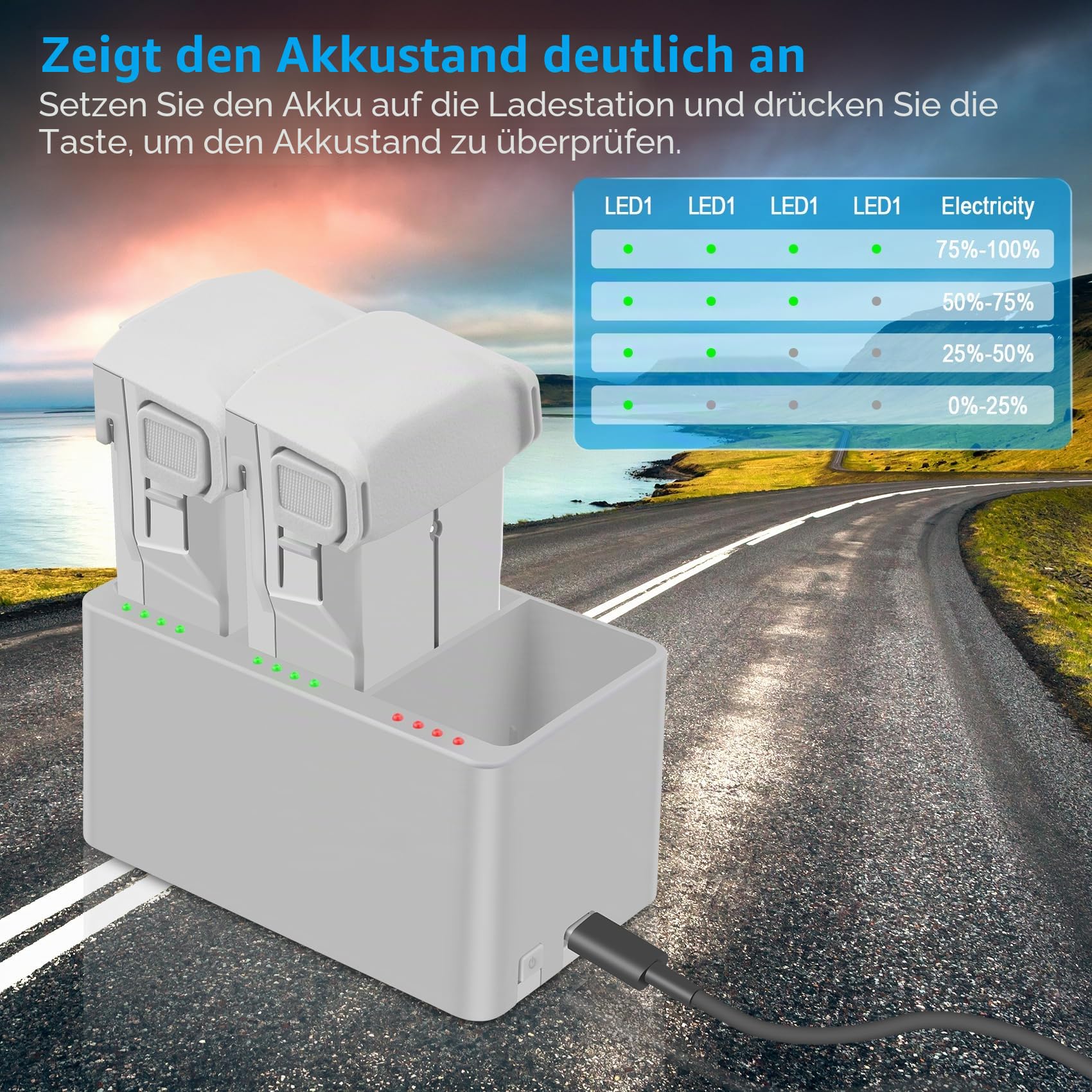 Fantasyo Mini 3 Pro Akku Intelligent Flight Mini 3 Akku 2 Stück 3850mAh Mini 3 Akkuladegerät Mini 3 Ladestation Kit Kompatibel mit DJI Mini 4 Pro/ 3 Pro/3 Drohne