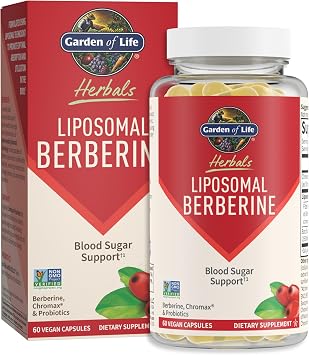 Garden of Life Liposomal Berberine and Chromium Picolinate for Already Healthy Blood Sugar, Glucose Metabolism and Cholesterol with Probiotics for Easy Digestion, Non GMO, Gluten Free, 30 Servings