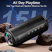 Vista 6 de Altavoz Bluetooth portátil, altavoz inalámbrico Bluetooth 5.4 con sonido estéreo HD de 20 W, tiempo de reproducción de 15 horas, IP7 impermeable