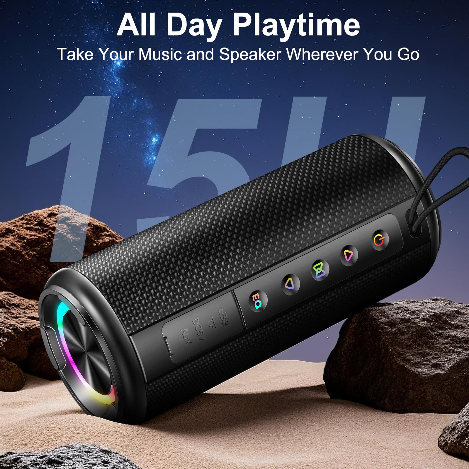 Cassa Bluetooth Potente 30W, Altoparlante Bluetooth con Doppio Driver Basso, 30H Autonomia, 5 RGB Modalità, Accoppiamento TWS, IPX7 Impermeabile, Supporto AUX/TF, Speaker Bluetooth per Feste/Viaggi