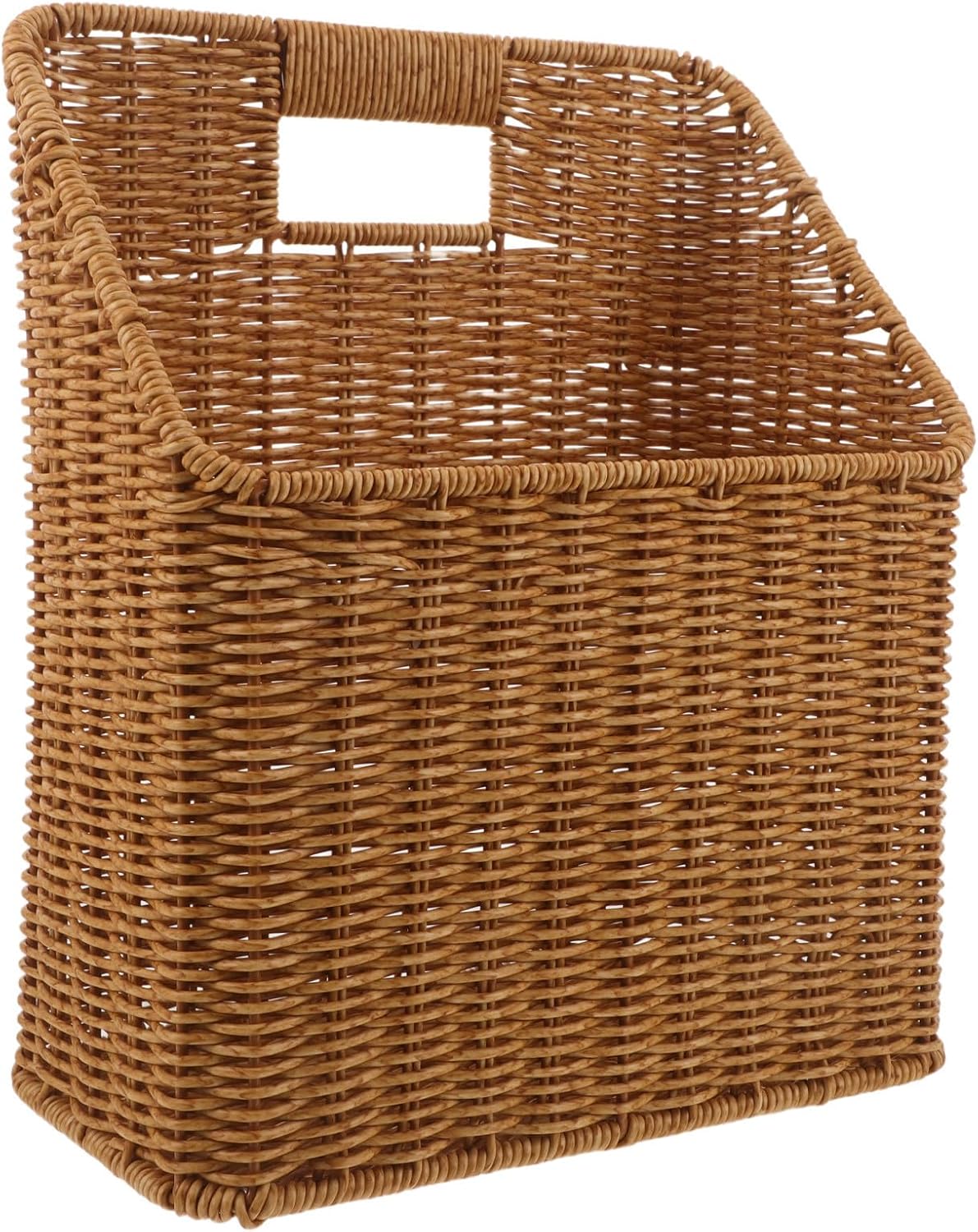 UPKOCH Magazine Pe Mounted Hanging Woven Holder Wall Storage Basket with Handle and Easy Installation Multi-functional Metal Material Modern Rustic Style Bathroom Office