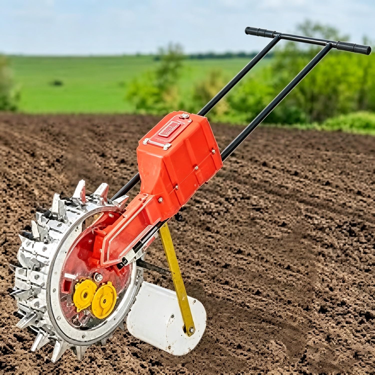 Seminatrice Manuale A Spinta, Seminatrice A Spinta A 16 Bocche, Seminatrice A F-ila per Colture A Spinta, profondità di Semina Regolabile da 6,5 ​​A 7,5 cm, per Mais, Soia E Cotone