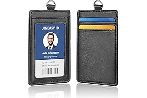 JINEASY Leather ID Badge Card Holder