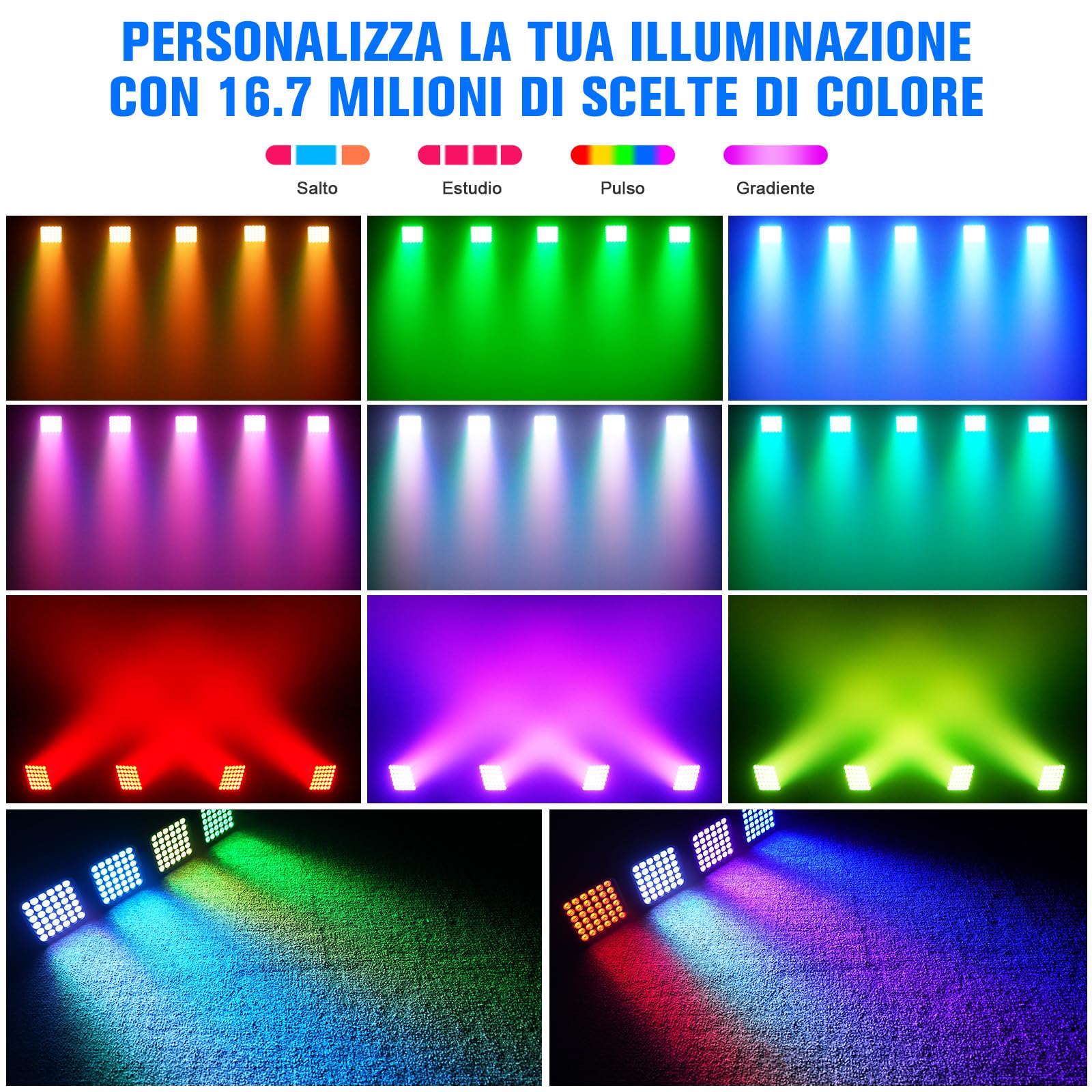 Faretto Par a Batteria da 36 LED, 54 W 6 in 1 RGBWA+UV Faretto per Feste in Discoteca con Batteria da 5200 mAh, Telecomando Automatico 8/10CH, Ricaricabile Adatto per Palco Feste Compleanni Club