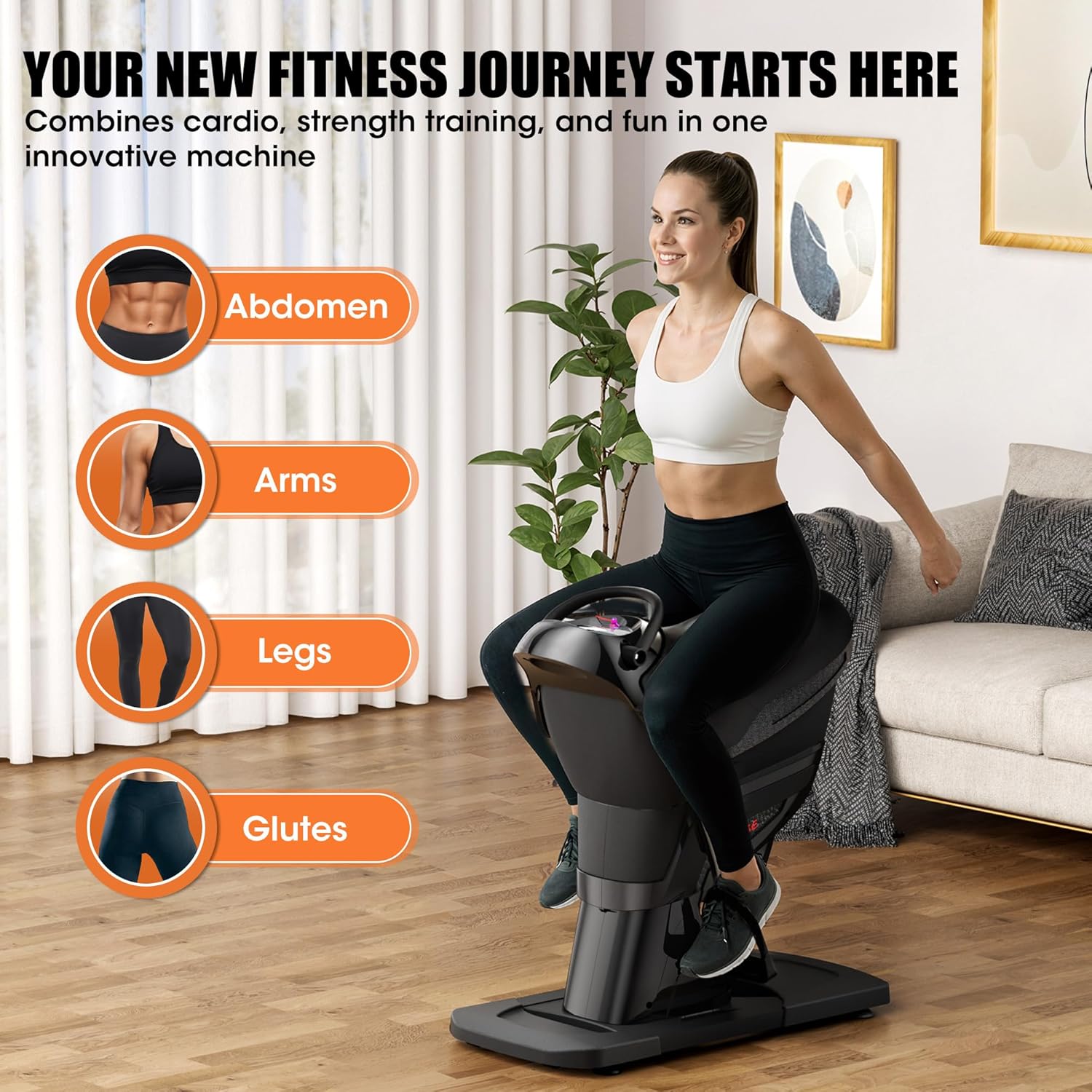 Electric Horse Riding Machine, 3D Simulation Abdominal Trainer with 20 Adjustable Speed Levels, LED Display & Bluetooth Speaker, Full Body Home Gym Exercise Equipment 5i14