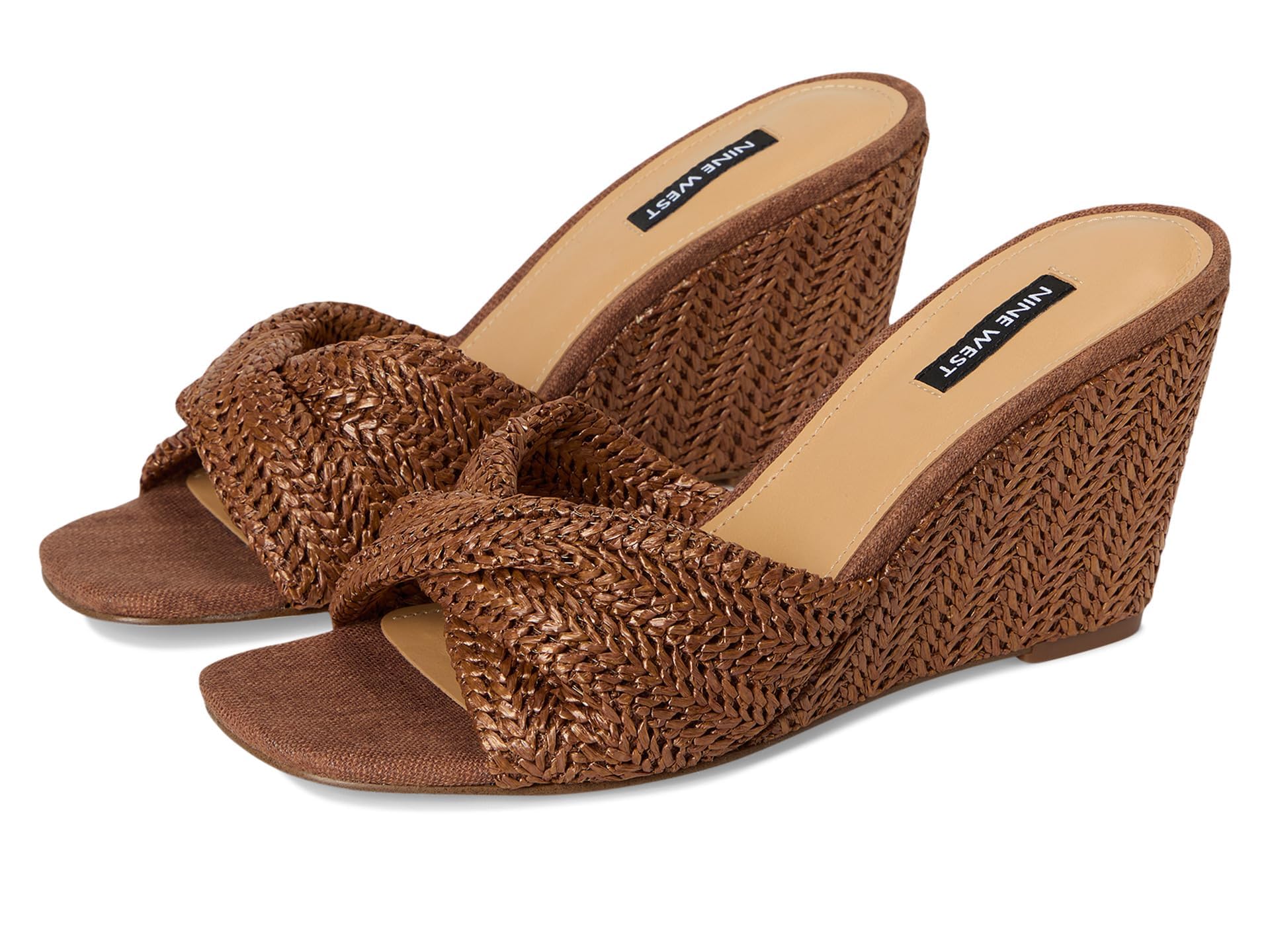 Nine West Women's Nikhil Wedge Sandal, Medium Brown 210, 4.5 UK
