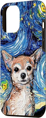 Miniatura 2 de iPhone 14 Pro Max Tan Pelo Corto Chihuahua Noche Estrellada Lindo arte de perro por Aja Case