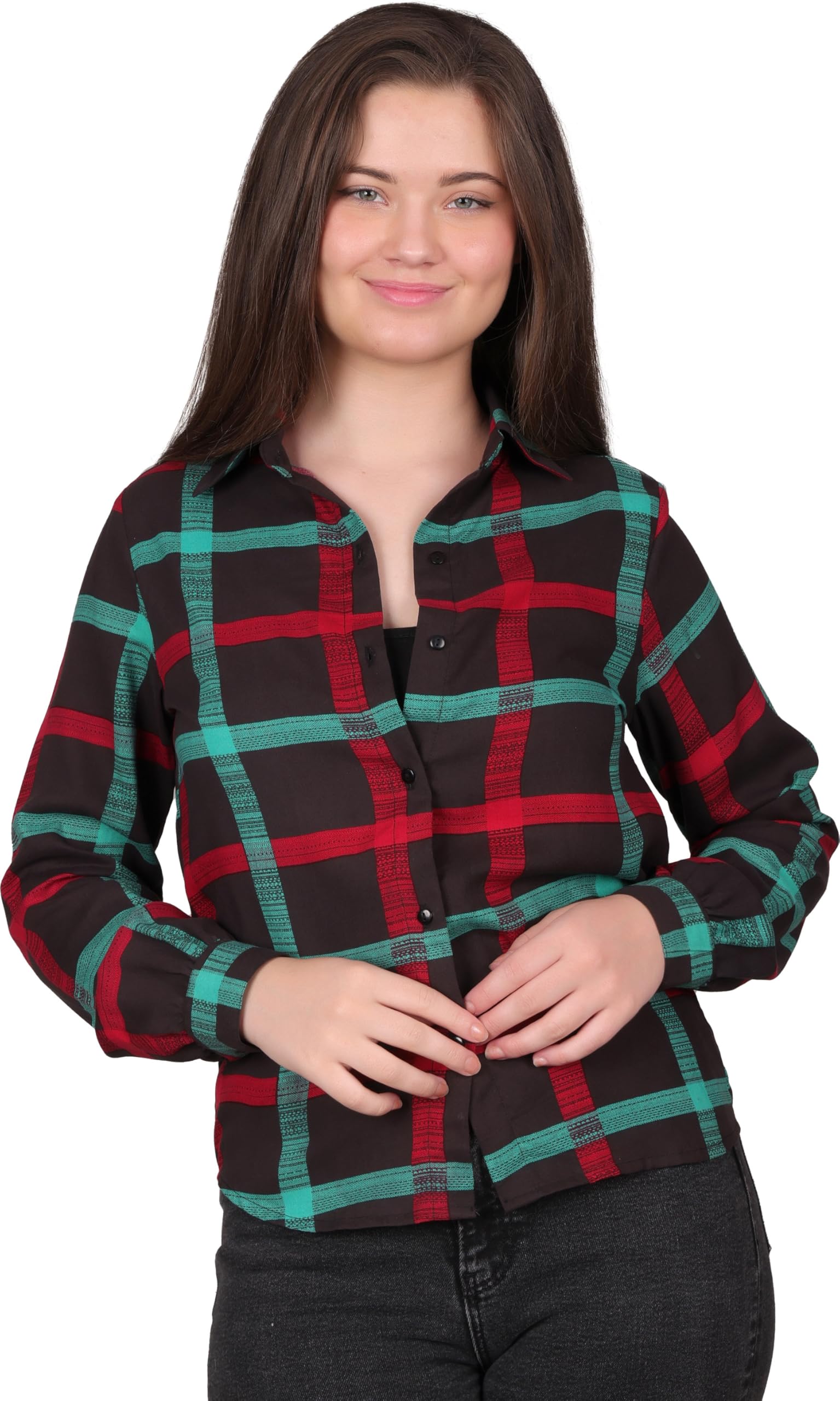 Plaid Button-Down Shirt, Long Sleeve, Check Pattern, Casual Wear-image-32