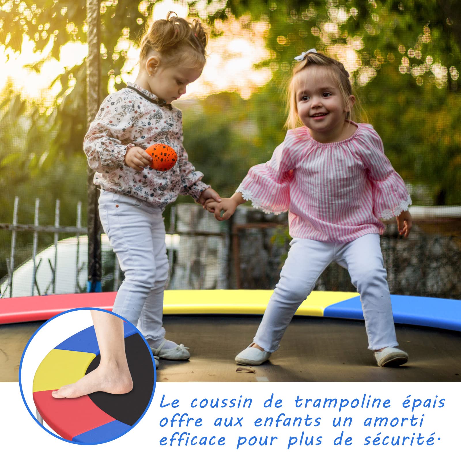 COSTWAY Coussin de Protection Trampoline Ø420 cm, Coussin de Sécurité de Remplacement, Couverture de Ressort pour Trampoline, Imperméable et Résistant aux Déchirures, Installation Facile