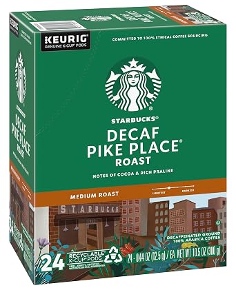 Starbucks Pike Place Decaffeinated Coffee Single-Serve K-Cup, 24 Count