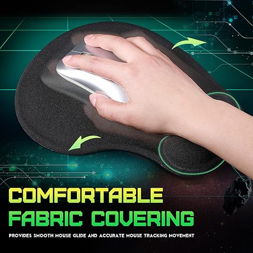 Miniatura 7 de 20 alfombrillas ergonómicas para mouse con soporte para muñeca, almohadilla de mouse de gel con reposamuñecas, alivio del dolor negro, cómoda espuma