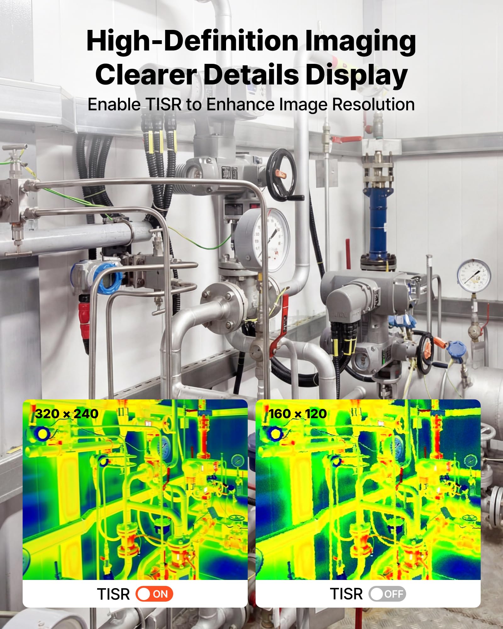 VEVOR Kamera termograficzna dla systemu Android, rozdzielczość IR 160x120, kieszonkowa kamera na podczerwień do smartfonów i tabletów, rozdzielczość TISR 320x240, 25Hz, -20°C do 550°C, 15 palet