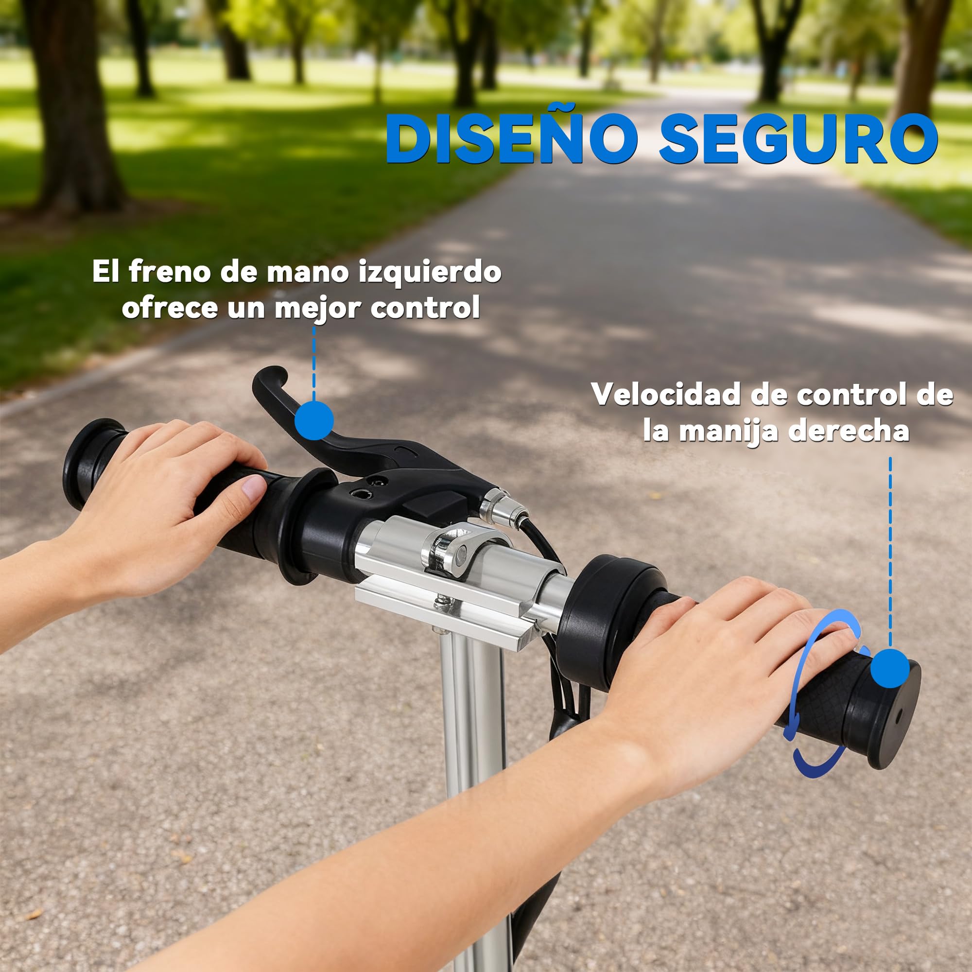HOMCOM Patinete Eléctrico Plegable para Adolescentes 78x37x87-95cm | Velocidad de 10 km/h, Manillar Ajustable en Altura, Frenos, Carga Máx. 50 kg