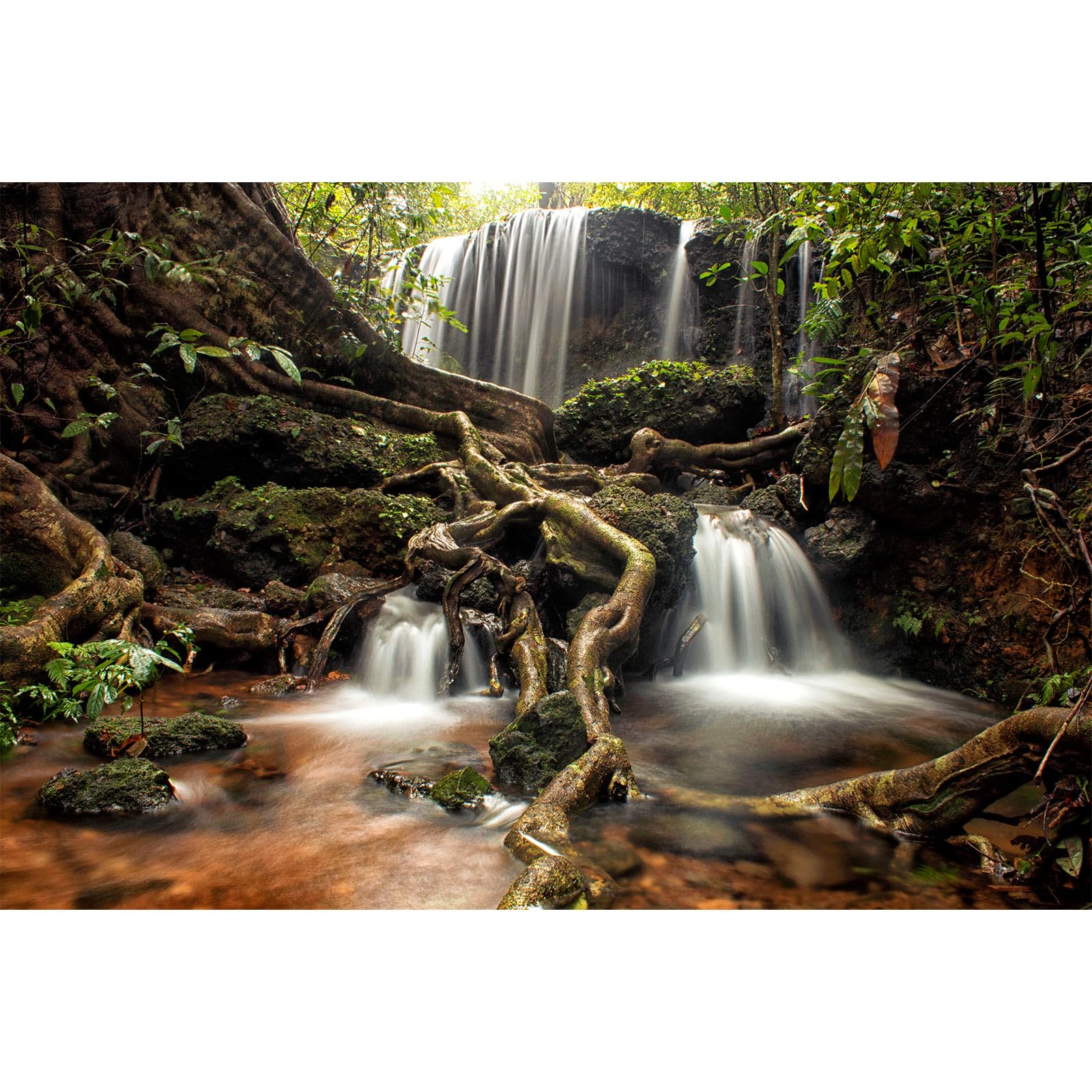 Waterfall Aquarium Background Jungle Forest Lake Stream Natural Landscape Fish Tank Background Tropical Plants Huge Rock Terrarium Backgrounds Jungle Old Trees Falls Aquarium Tank Backgrounds 72x18in