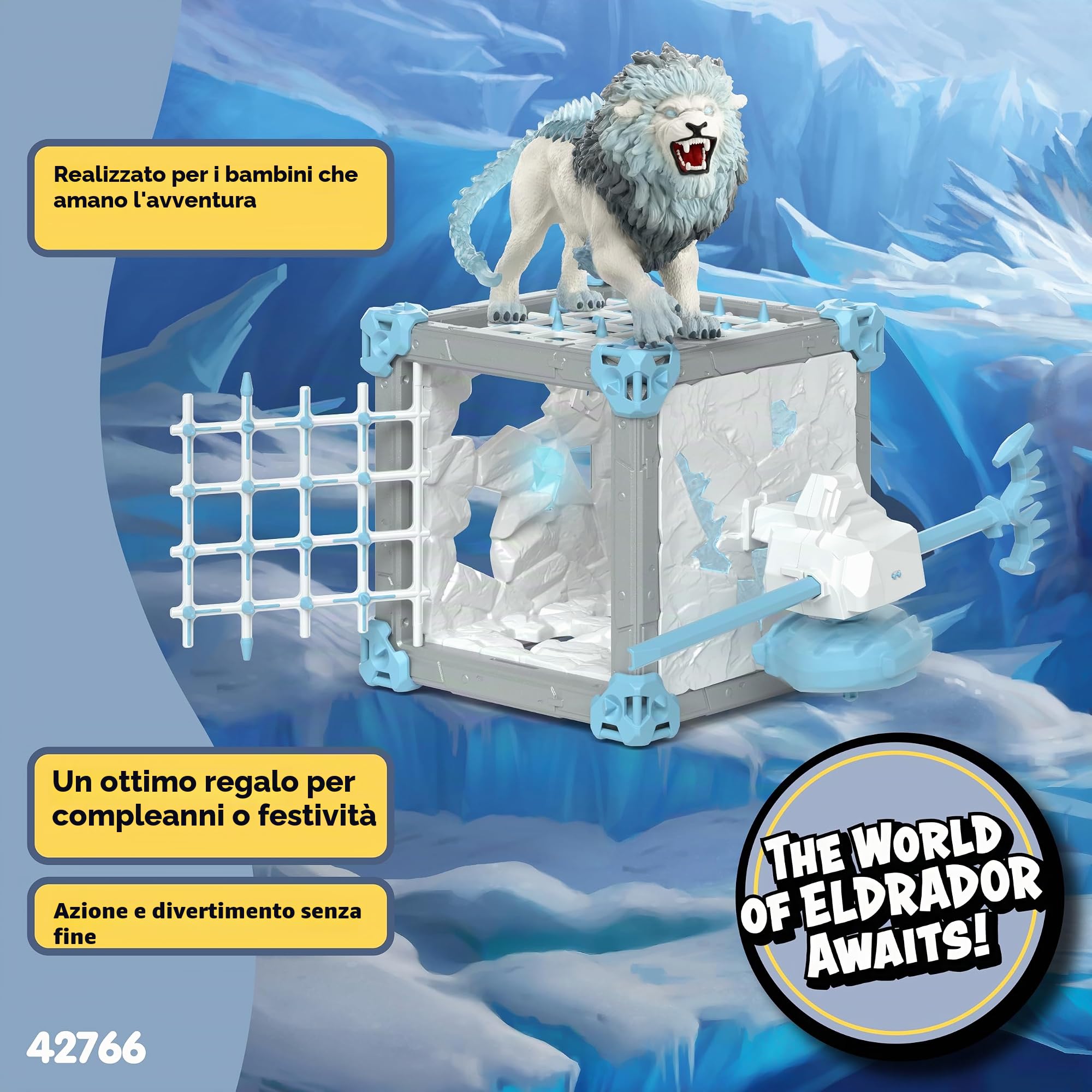 schleich ELDRADOR | BattleCave Leone delle nevi 42766 | 31 pezzi | Set da gioco dai 6 anni | set con personaggi, numerose funzioni e tanti accessori