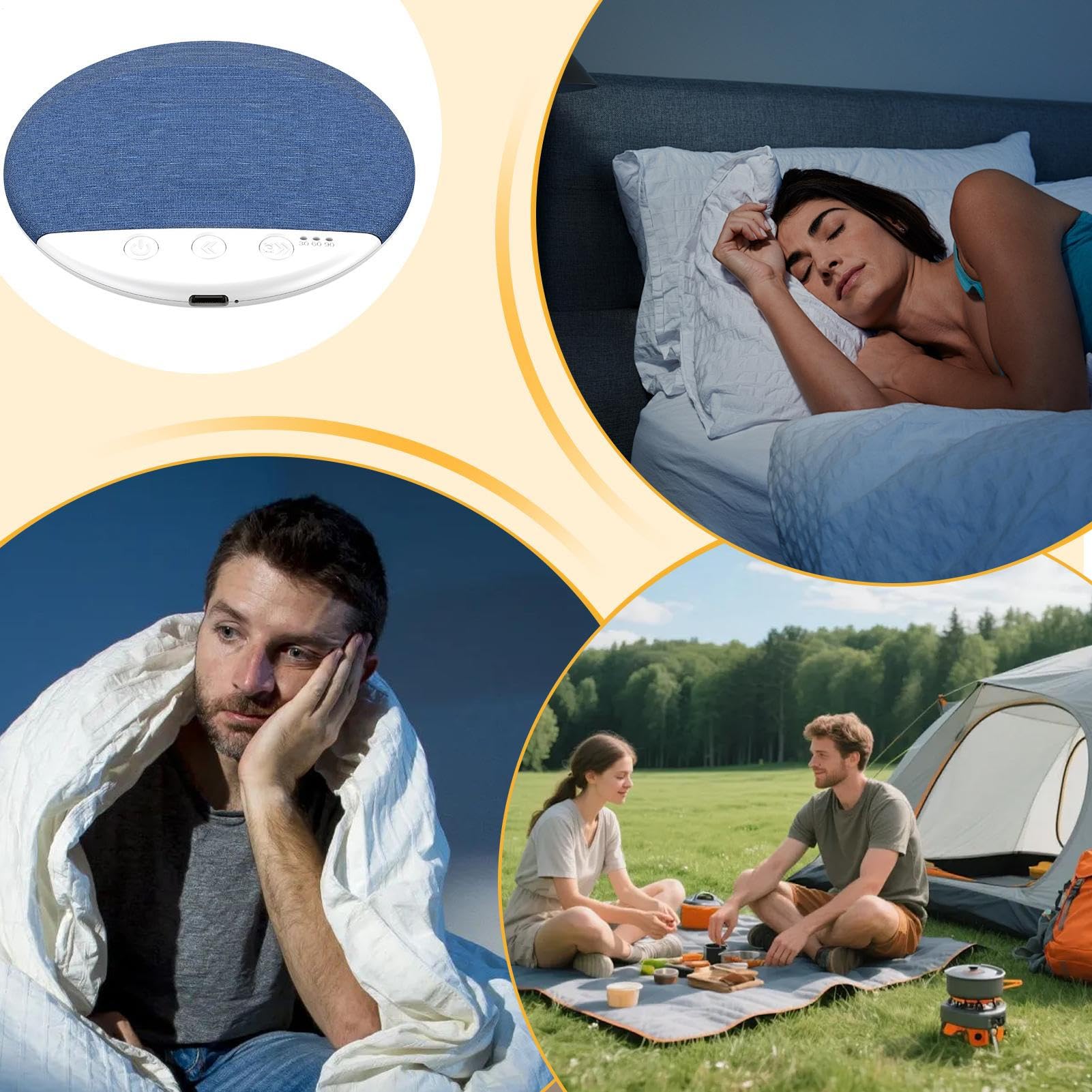 Haut-parleur à placer sous le coussin, écouteurs portables, haut-parleur sous l'oreiller pour dormir - Pour utilisation au lit, méditation, voyage, hôtel,