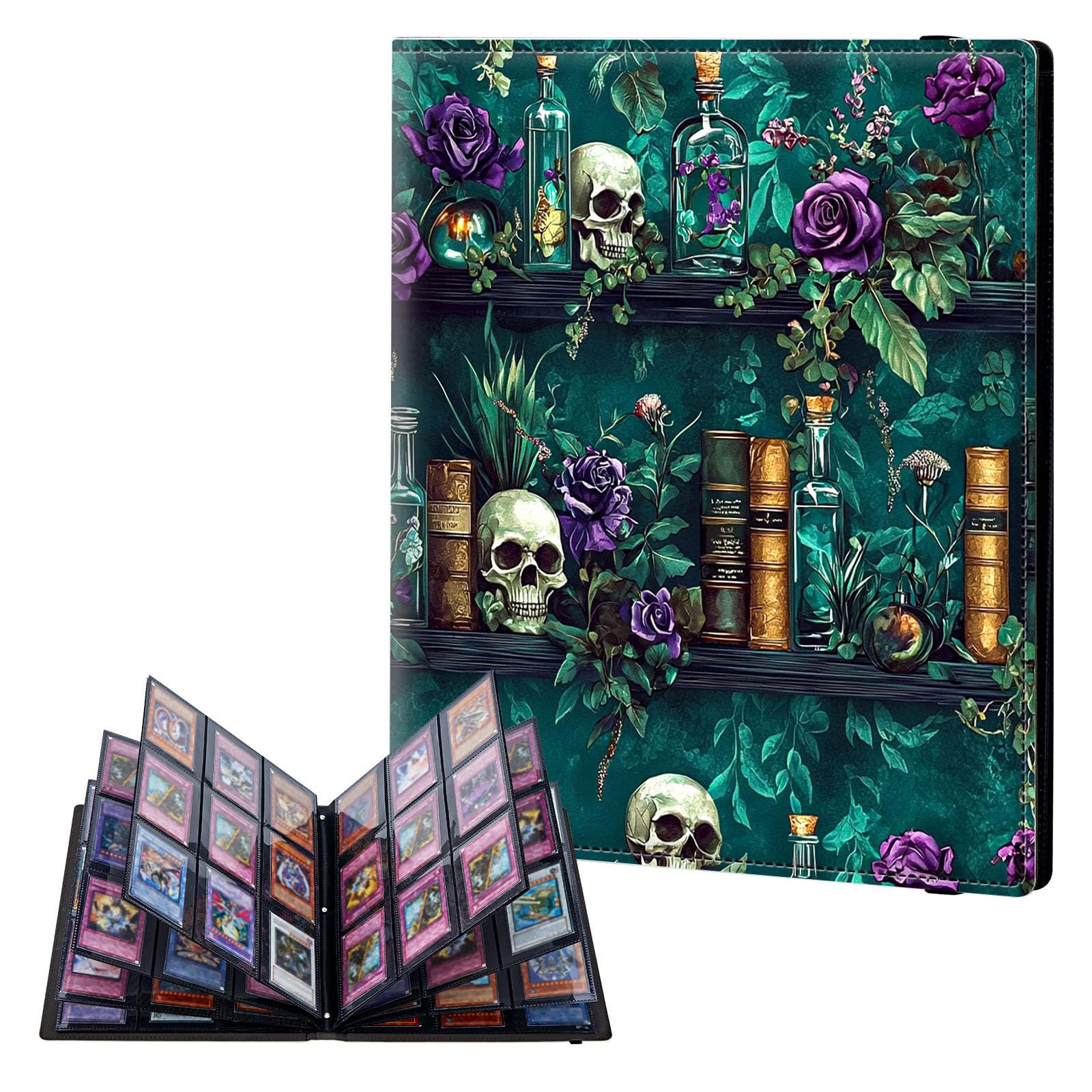 ETLKJVBL 9 Pocket Trading Card Binder, Card Collection Binder for TCG, MTG, Sports Cards, Baseball, Green Shelves Trading Card Book Holder for Collectors, Top Loader Binder