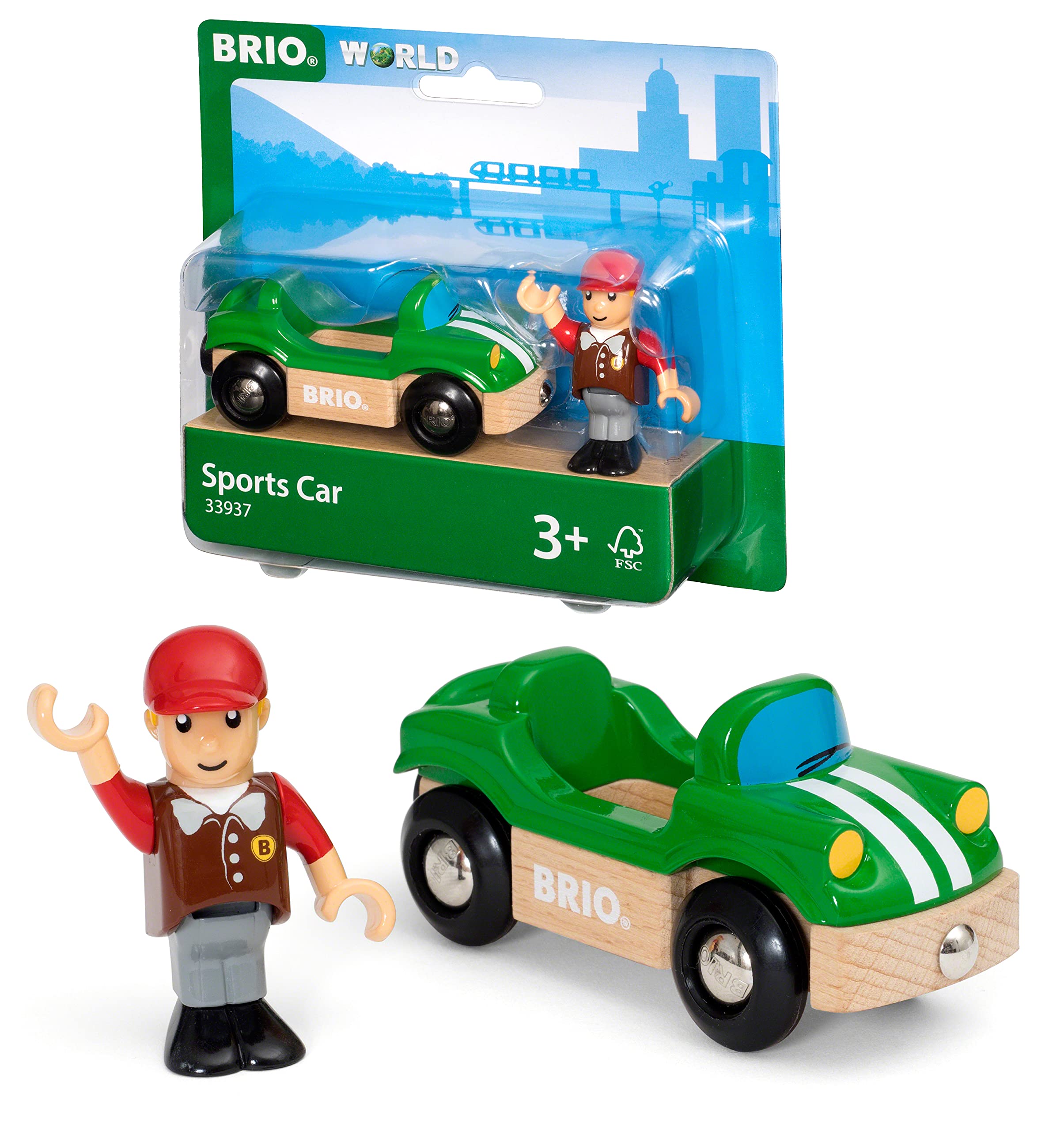 BRIO World - Sports Car for Kids Age 3 Years Up - Compatible with all Railway Sets & Accessories, Multicoloured