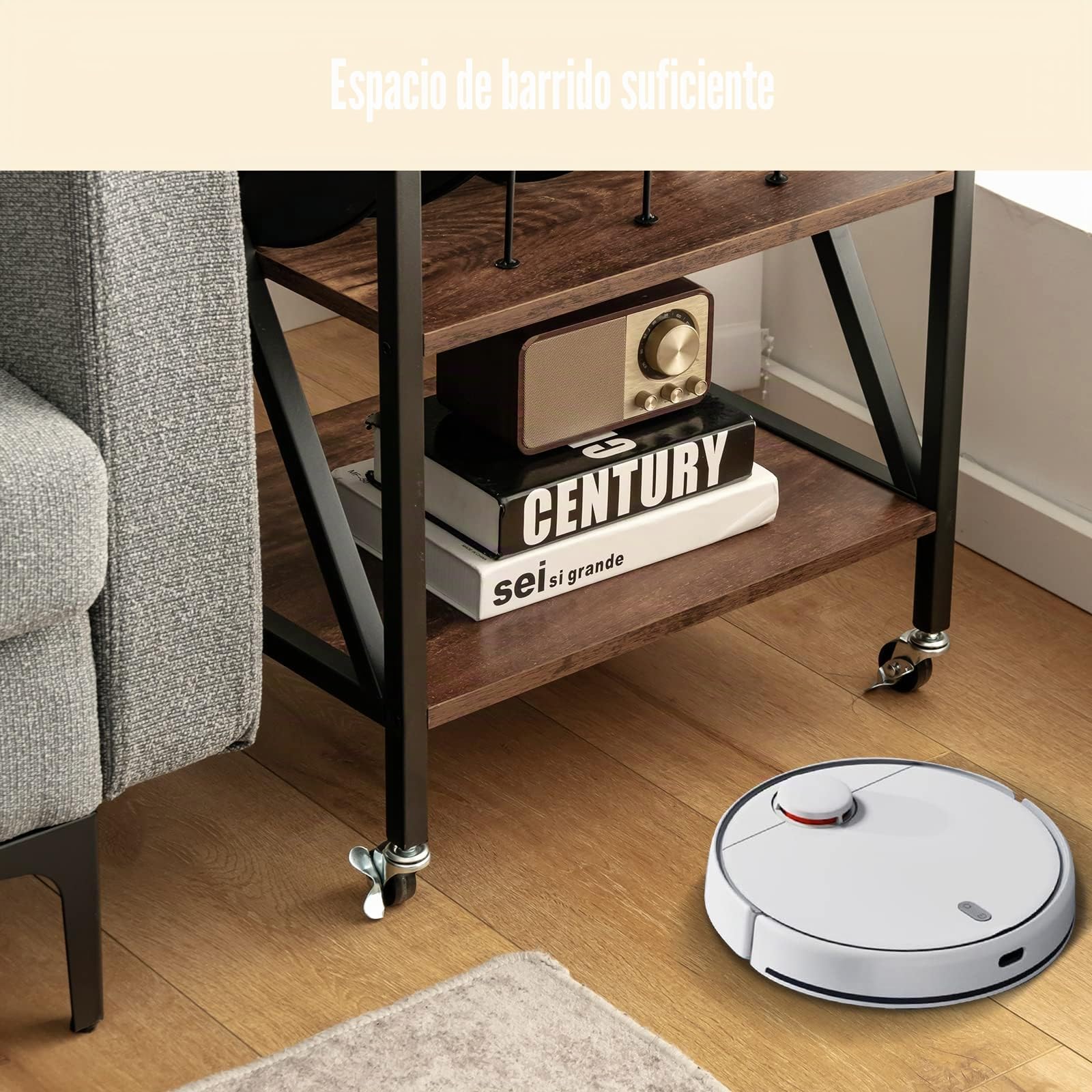 LIFEZEAL Mesa Auxiliar para Tocadiscos de 3 Niveles con Ruedas | Mesa de Sofá con Estante Abierto, Base de Madera para Disco y 75 cm de Alto (sin Enchufe)