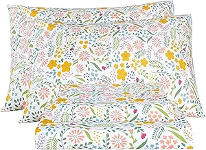 Bedlifes Twin Sheet Set Ultra Soft, Breathable, Silky Flower Deep Pocket 100% Microfiber Bedding, 3 Piece Twin Size Floral