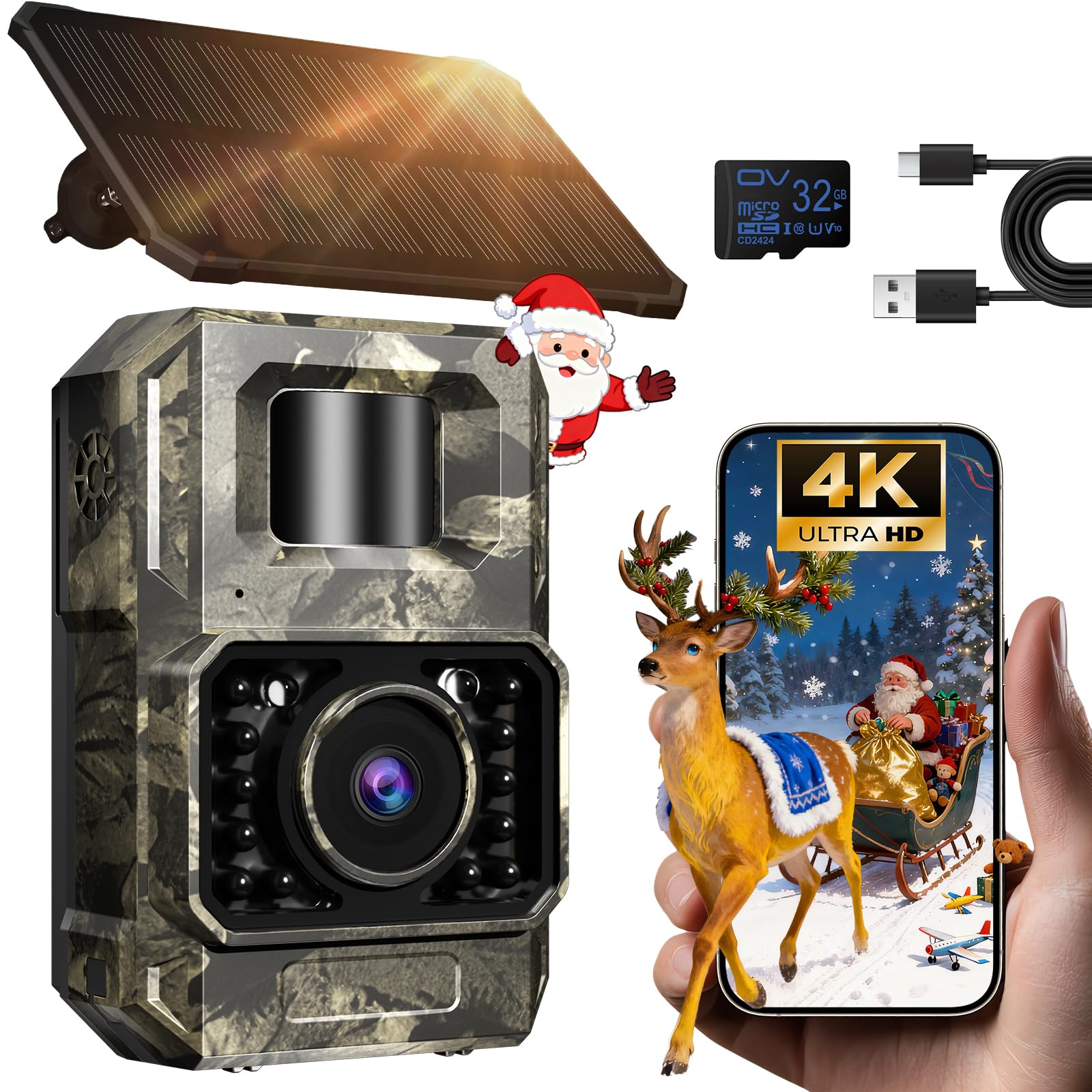 MAXDONE WiFi Trail Camera Bluetooth Game Camera, 2000mAh Built-in Battery Rechargeable Power Hunting Cameras with Night Vision Trail Cam Bluetooth 48MP Wildlife Cameras Wi-Fi Deer Cams PH960W-1 Camo