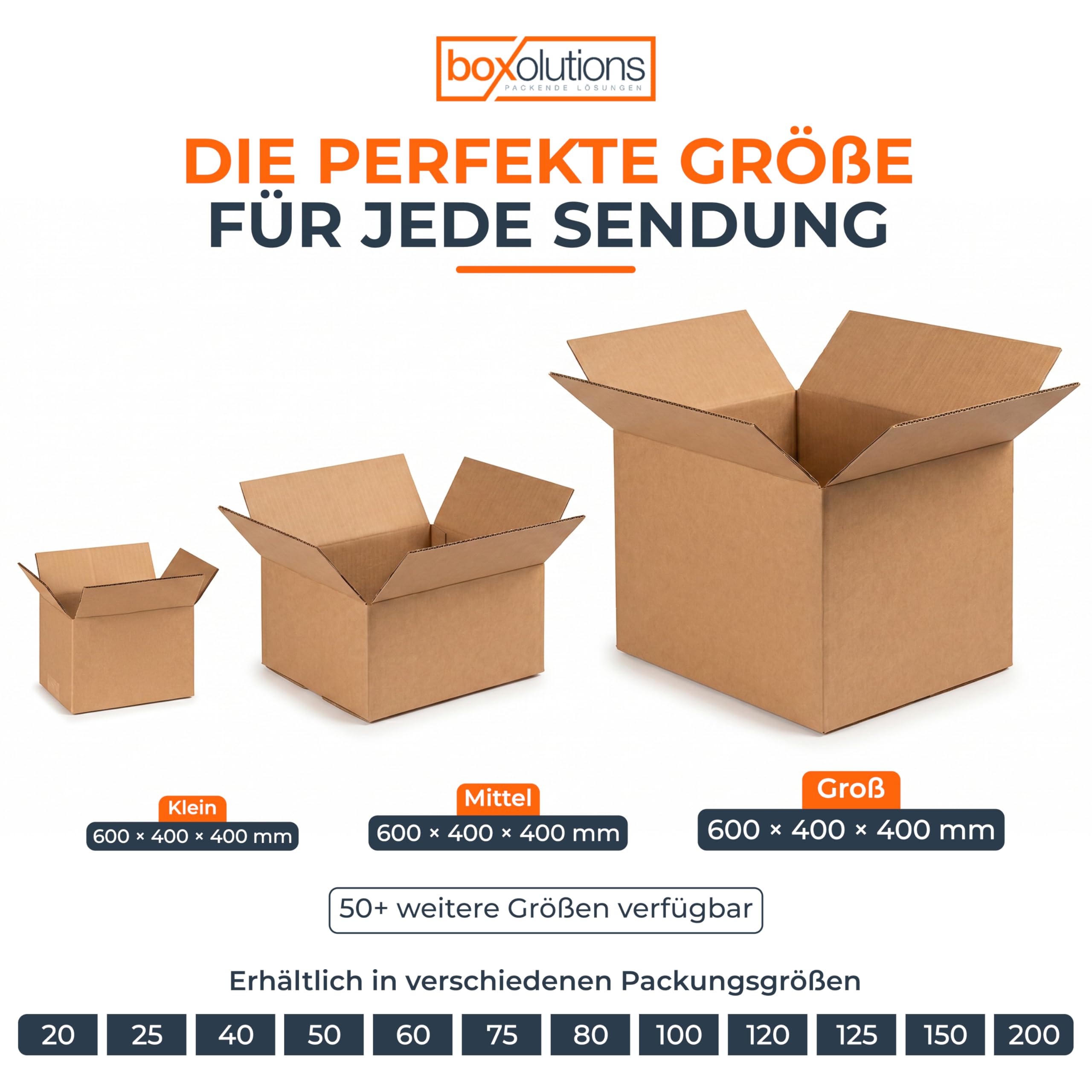 Versandkarton 600 x 400 x 400 mm, 1-wellig 1.20 B, brauner Kraftpapier Faltkarton FEFCO 0201, Großkarton für E-Commerce, Privatversand und Organisation