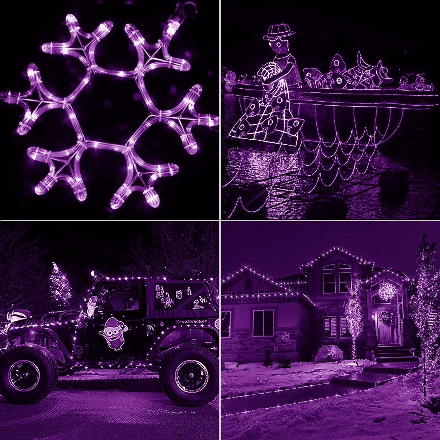 32 m, 300 LED, catena di luci solari per esterni, impermeabile, con telecomando, timer, striscia LED, dimmerabile, tubo solare, decorazione stringa, luci solari di Natale (viola)