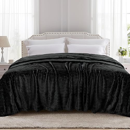 TOONOW Manta de cama de vellón tamaño Queen de 90 x 90 pulgadas, manta de felpa supersuave y mullida con patrón geométrico, acogedora manta de