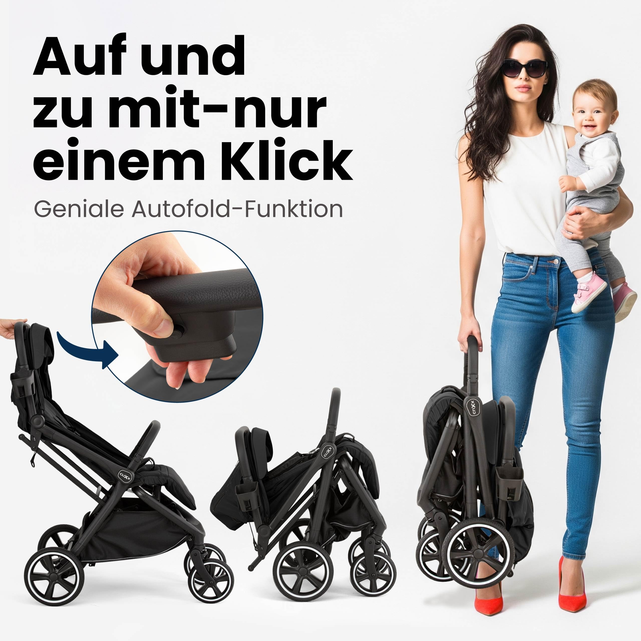 Hartan Clixx Buggy Kinderwagen – Reisebuggy ab 6 Monate, klein zusammenklappbar, höhenverstellbar, Sonnen- & Regenschutz