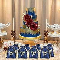 Vista 6 de Roowest 100 bolsas de regalo de satén con cordón de agradecimiento para joyas, bolsas de dulces para bodas, despedidas de soltera, baby shower, Azul