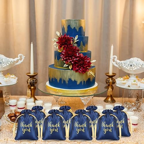 Miniatura 6 de Roowest 100 bolsas de regalo de satén con cordón de agradecimiento para joyas, bolsas de dulces para bodas, despedidas de soltera, baby shower,