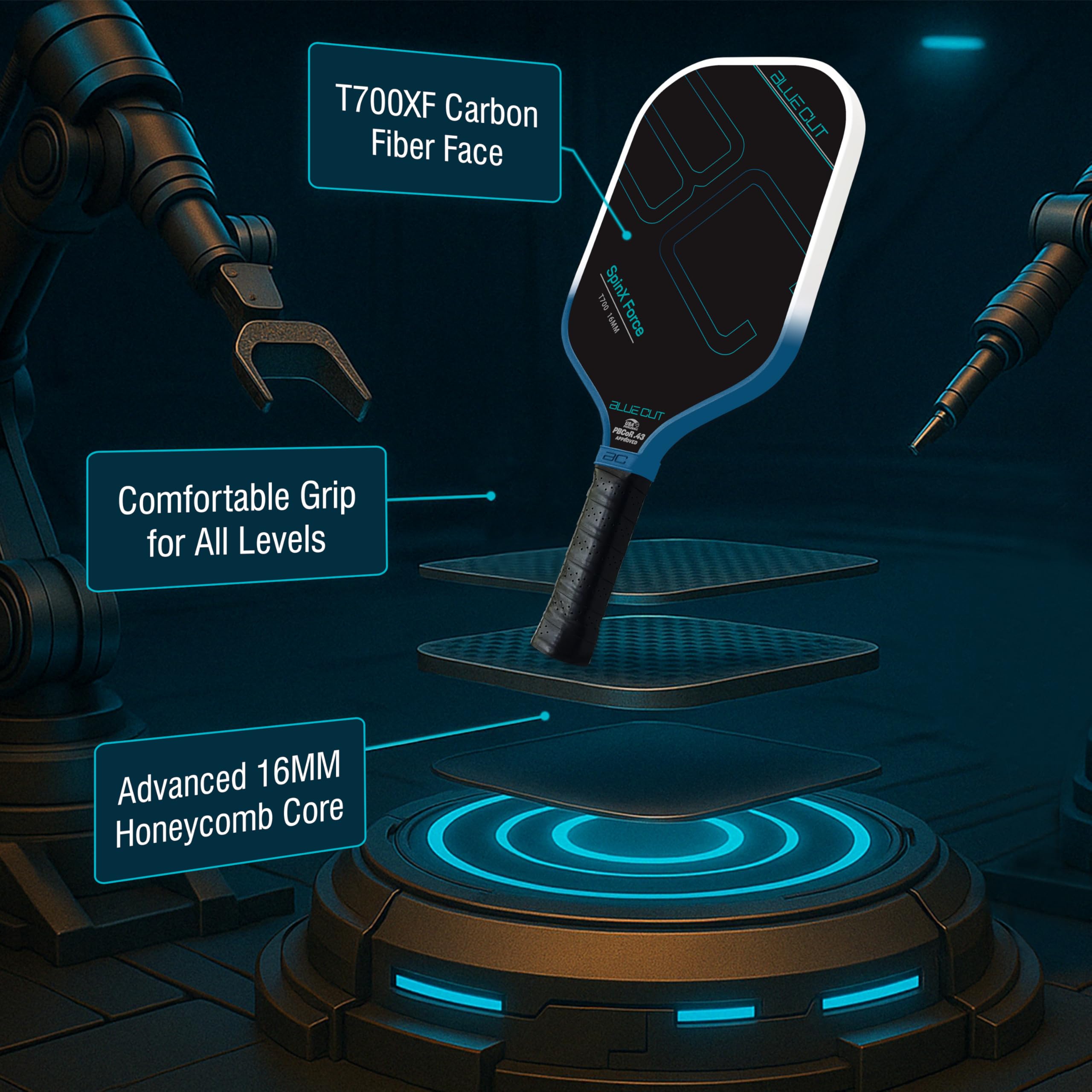 ピックルボール パドル Raw Carbon FIber Light Blue ピックルボール パドル Raw Carbon FIber Light Blue ピックル