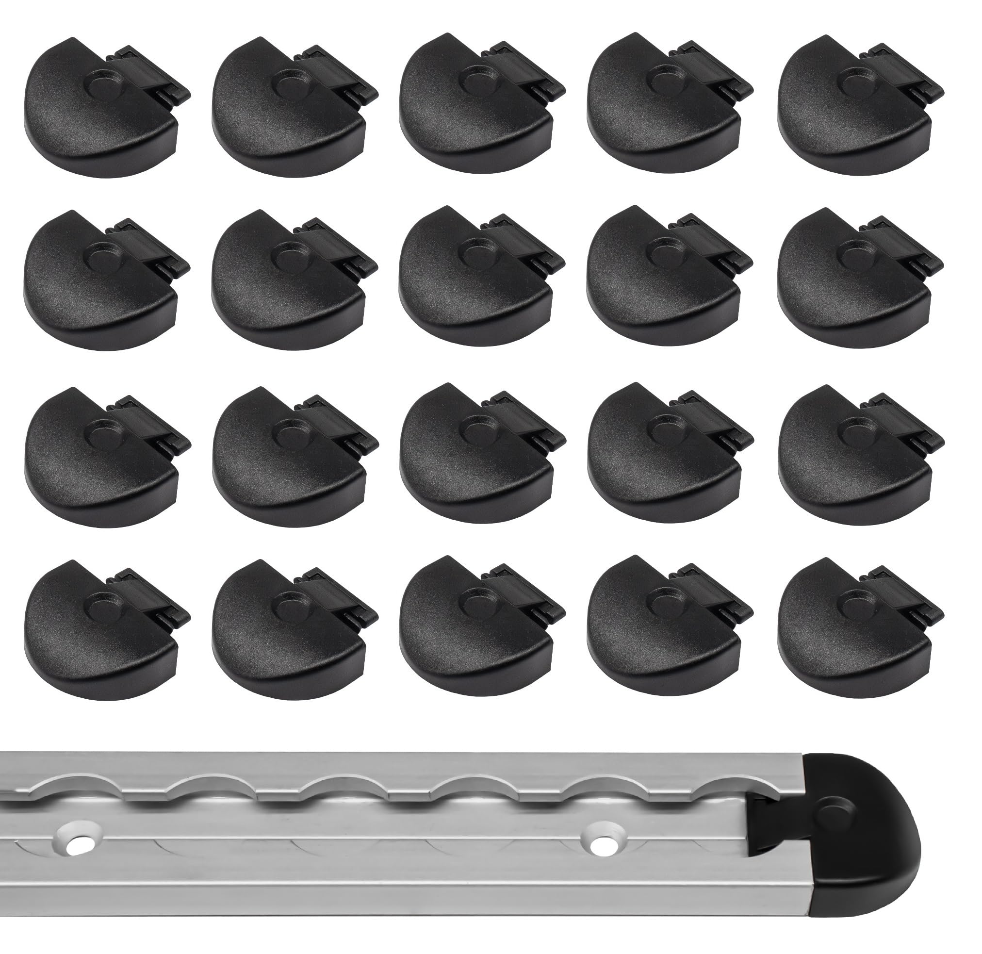Endkappe Airlineschiene 1034 eckig, Abmessung: 22 x 34 x 9,6 mm, schwarz, 20er Sparset