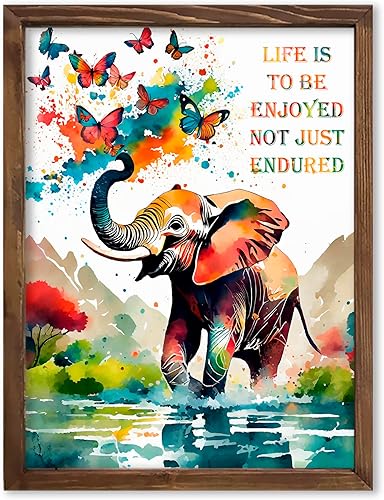 Elephant Spraying Butterfly Inspirational Quote Watercolor Art 8x10 inc. Unframed Print Animal Art Print Nursery Wall Decor Artworks Wall Art Dining