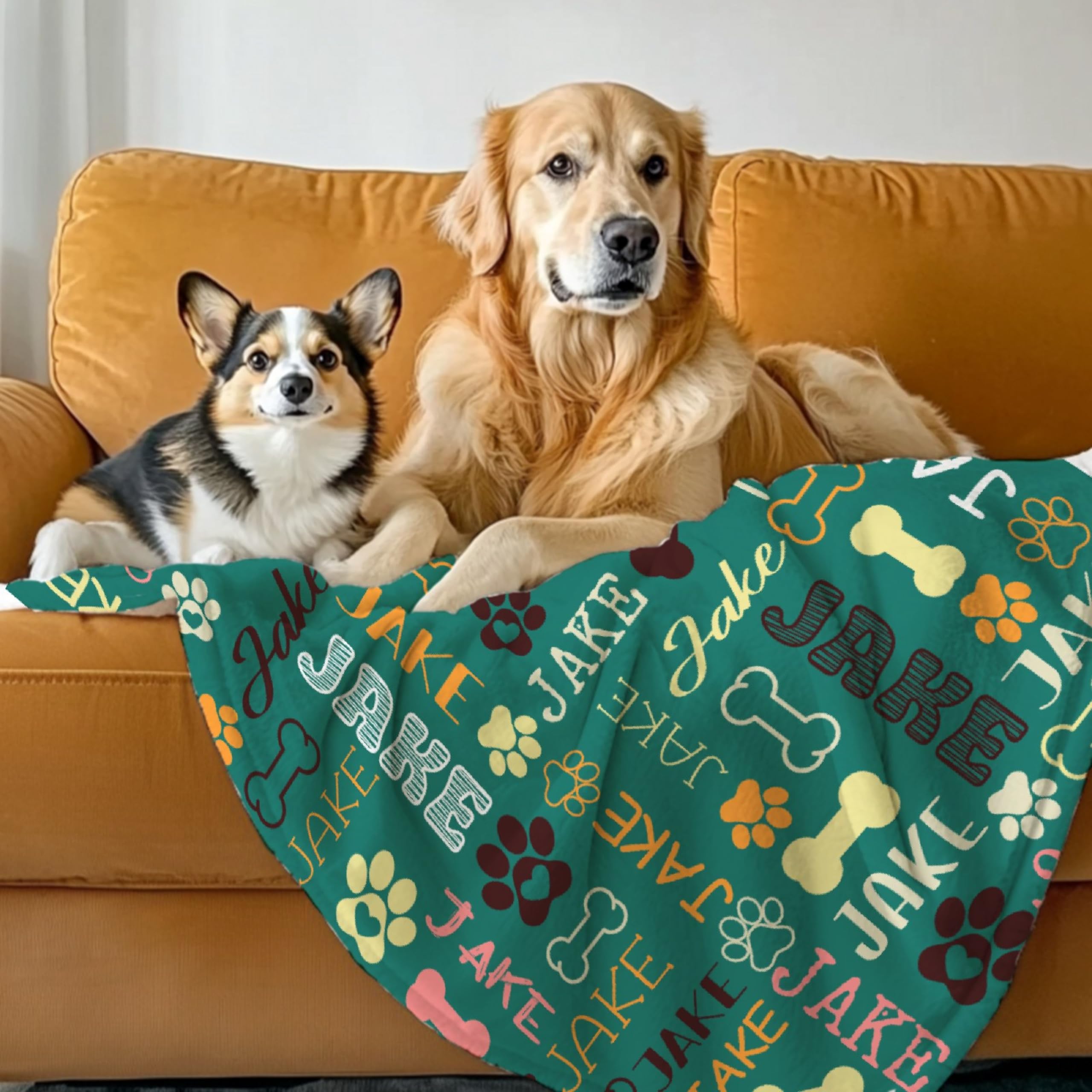 DOREALA Custom Dog Blankets with Pictures, Personalized Name Blanket for Pets, Customized Pet Photo Throw,The Lightweight Blanket All-Season 60