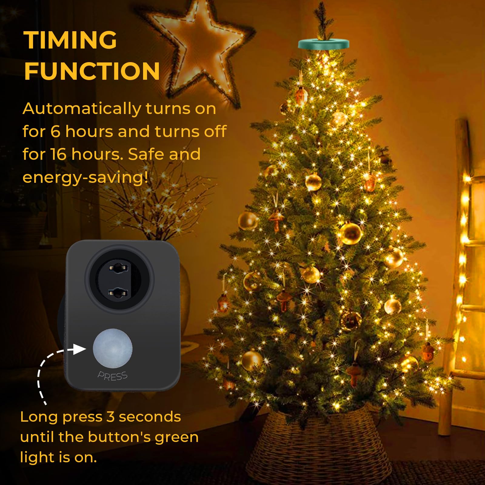 Laybasic Christmas Tree Lights with Ring, 3m x 16 Strands 480 LEDs Xmas Tree Waterfall Lights, with Timer 8 Modes Memory, for 9-12ft Christmas Tree, IP44 Waterproof for Indoor Outdoor - Image 3