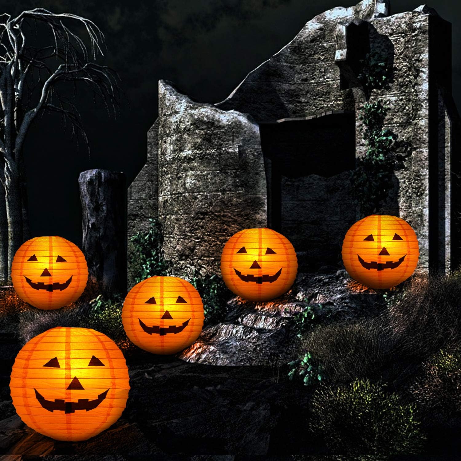 ハロウィン Jack-o'-lantern Abalone DA-11GR Amazon.com: Rocinha 2 Pack Plastic Jack O Lantern Pumpkins