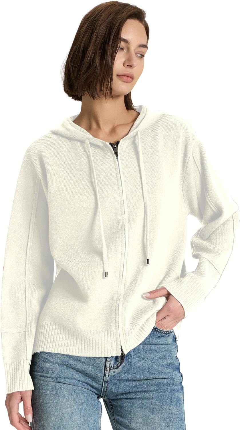 Women’s Full Zip Up Hoodies Soft Knit Sweaters Drawstring Long Sleeve Casual Trendy Oversized Cardigans - Image 4