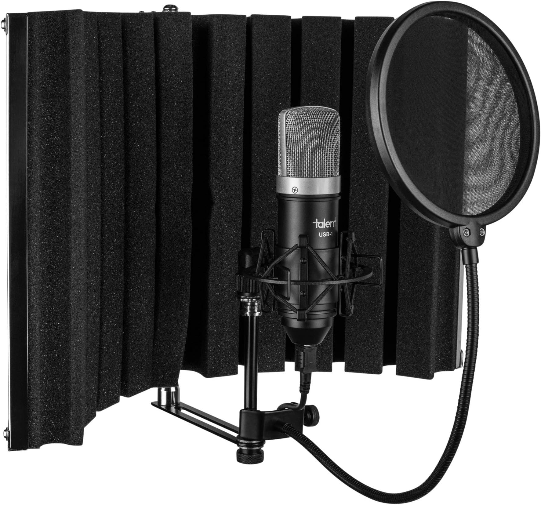 Talent All-in-One USB Podcast Condenser Microphone with Vocal Booth, Shock Mount and Pop Filter Works on PC, Mac, Gaming, Recording Studio, Streaming, Podcasting.