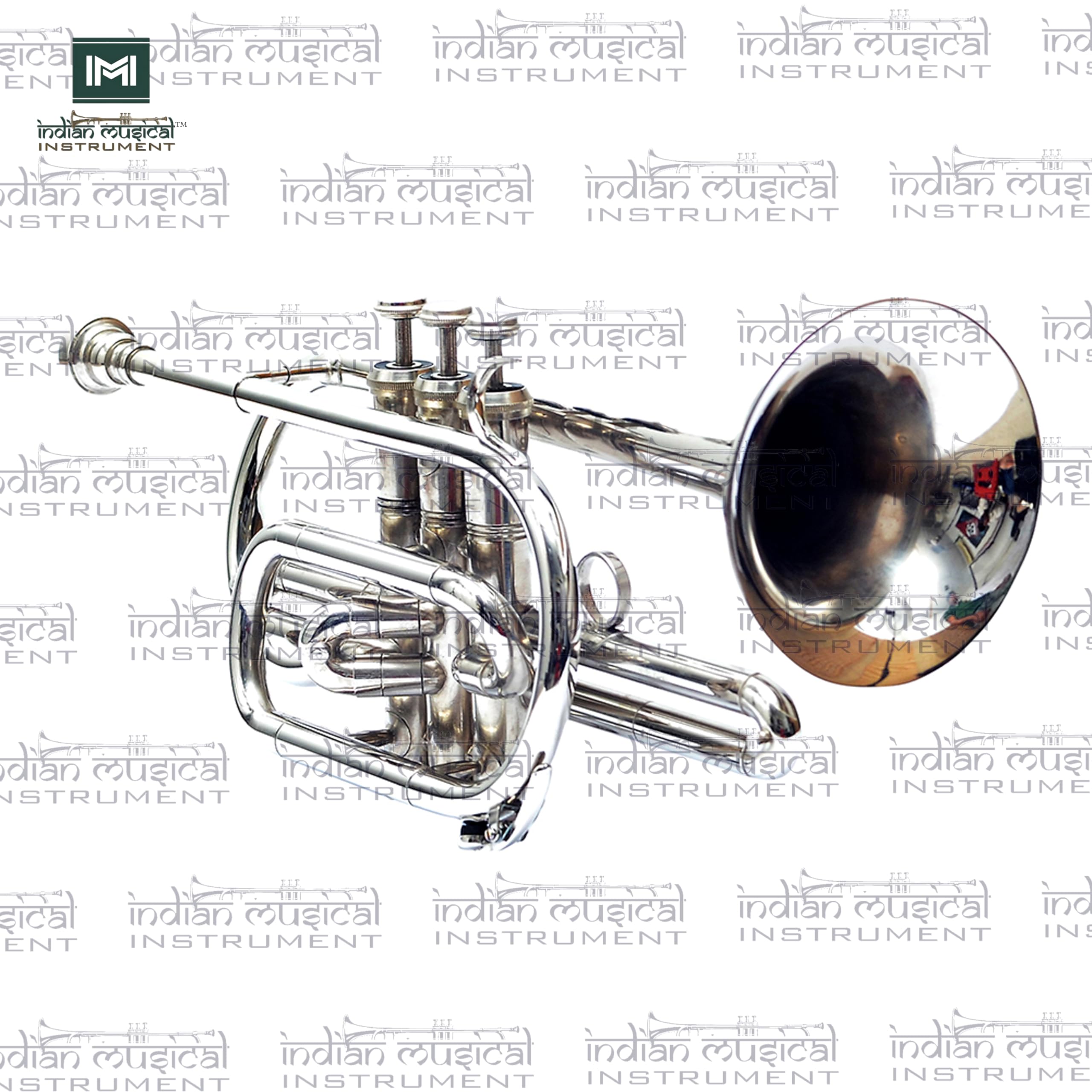 Strumento musicale indiano tromba cornetta 3 valvole, passo in Sib, qualità premium con bocchino e custodia per il trasporto, argento