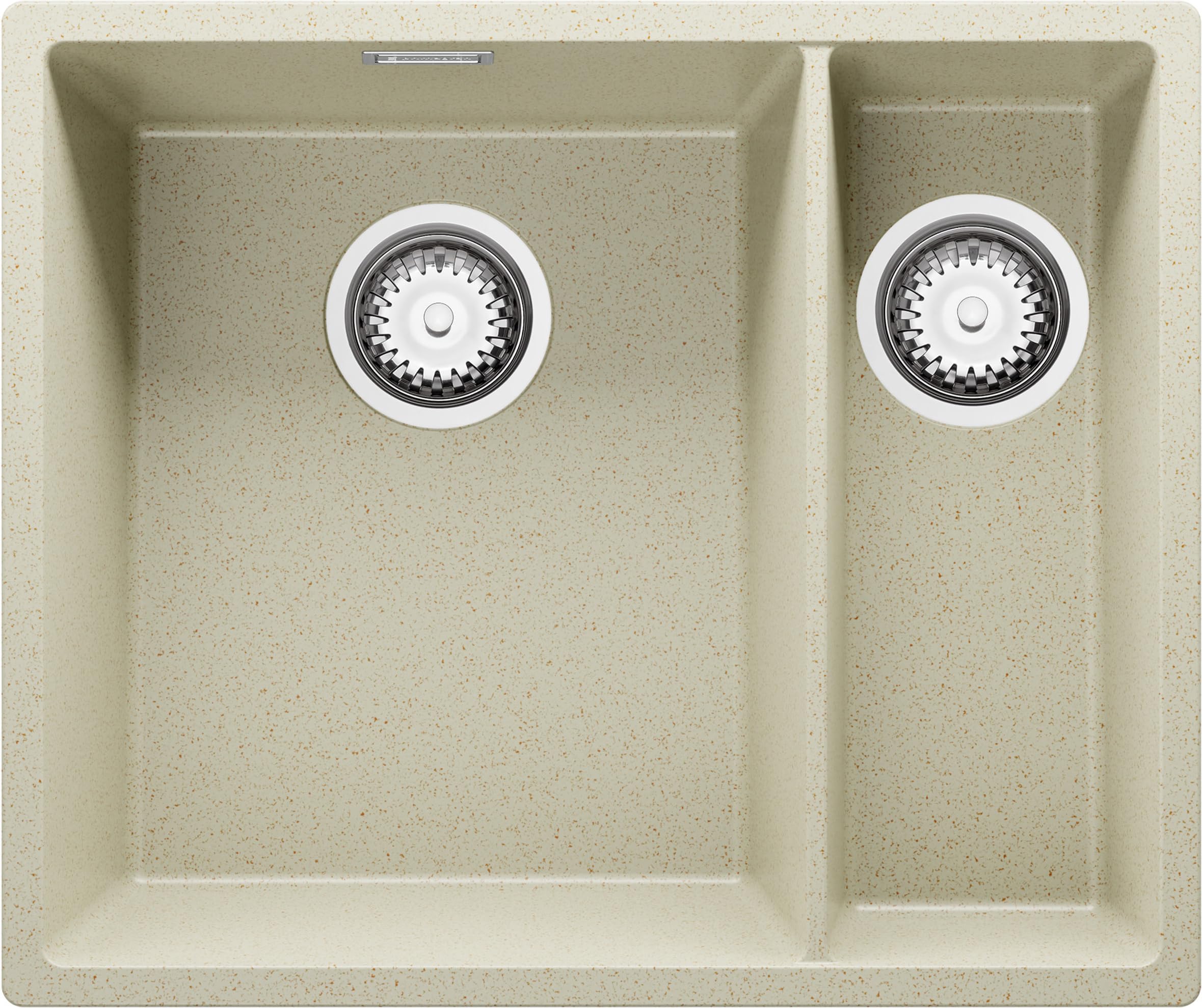 Fregadero bajo Encimera Beige 56x47cm, Fregadero Cocina 1,5 Senos + Sifón, Granito al mueble 60cm - London Duo de Primagran