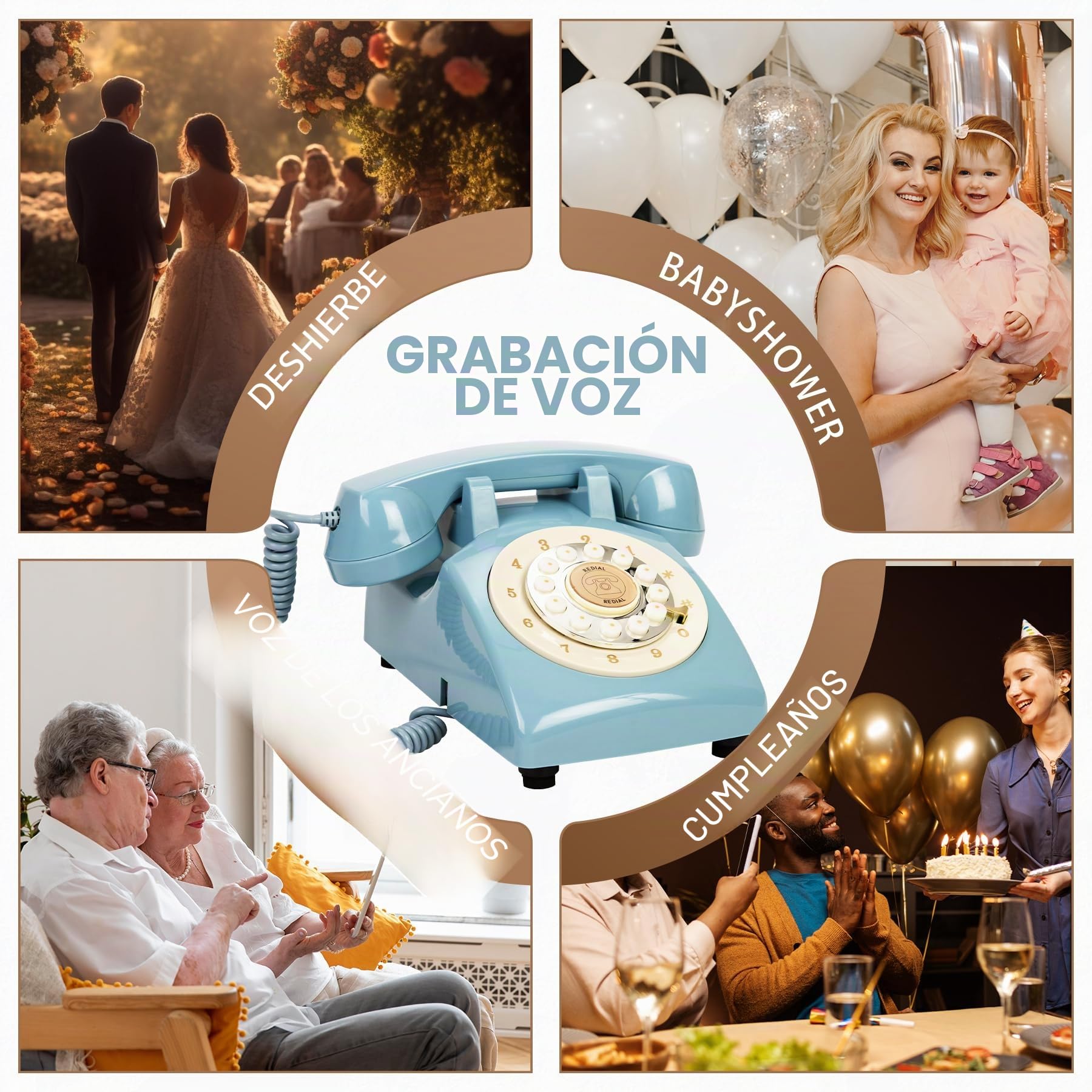 Libro de invitados de audio FiayaCom, teléfono para boda, 32GB de memoria, mensajes de audio personalizados, volumen ajustable, con función de reproducción de mensajes, adecuado para todo tipo de