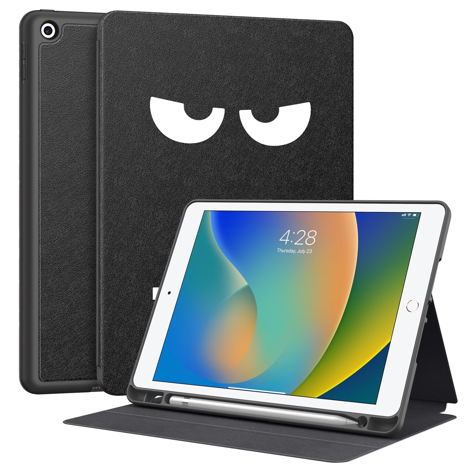 Supveco Case for iPad 9th/8th/7th Generation 10.2 inch (2021/2020/2019 Model) with Pencil Holder, Premium Folio Stand Case with Auto Wake/Sleep,Soft