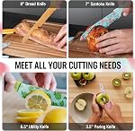 HAUSHOF 12-Piece Printed Color Kitchen Knife Set, Nonstick Plating Coating Kitchen Knife, Stainless Steel Knife Set for Home and Restaurant, Cutting Fruits, Salad and Bread(6pc Knives and 6pc Covers)