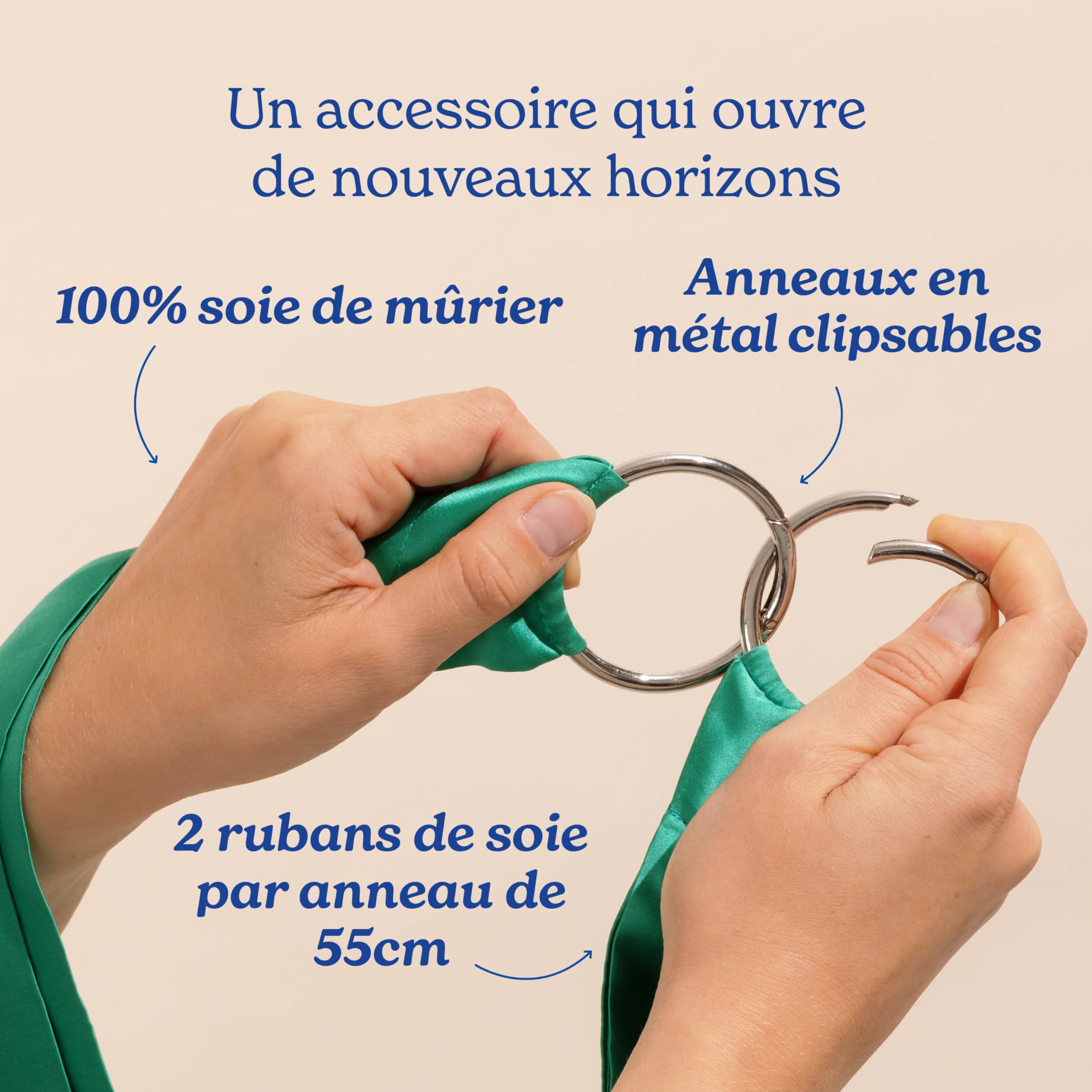 Menottes en Soie pour Couples Anneaux Clipsables Vert