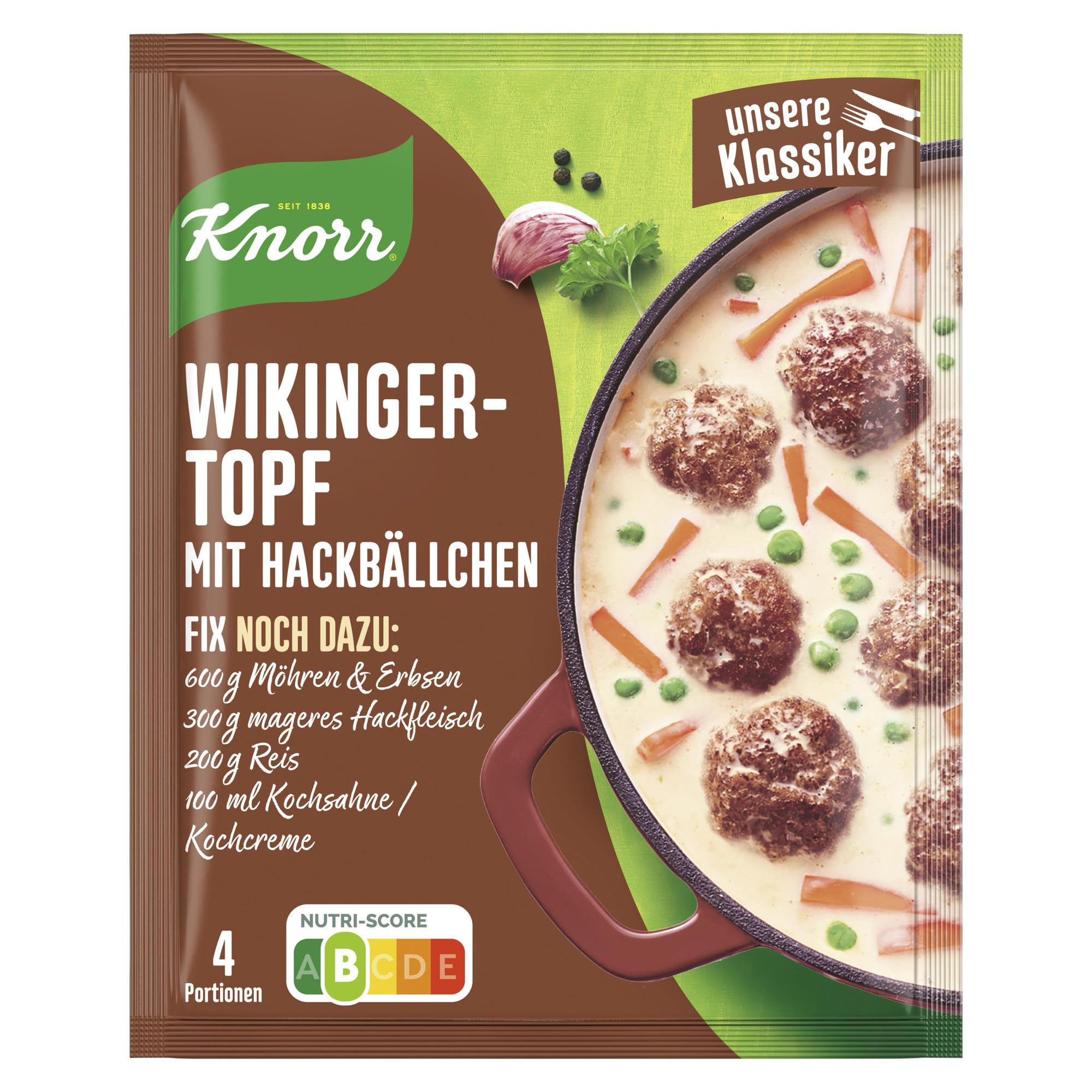 Knorr Fix Würzmischung Wikingertopf mit Hackbällchen für ein leckeres Gericht mit Hackfleisch ohne geschmacksverstärkende Zusatzstoffe 23x 30 g