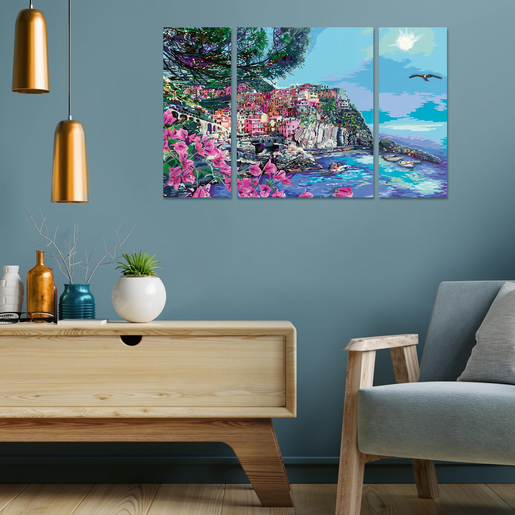 Ravensburger CreArt Cinque Terre - Malen nach Zahlen für Erwachsene | DIY Malset mit Pinsel und Acrylfarben, 80 x 50 cm, Geschenk für Frauen und Männer