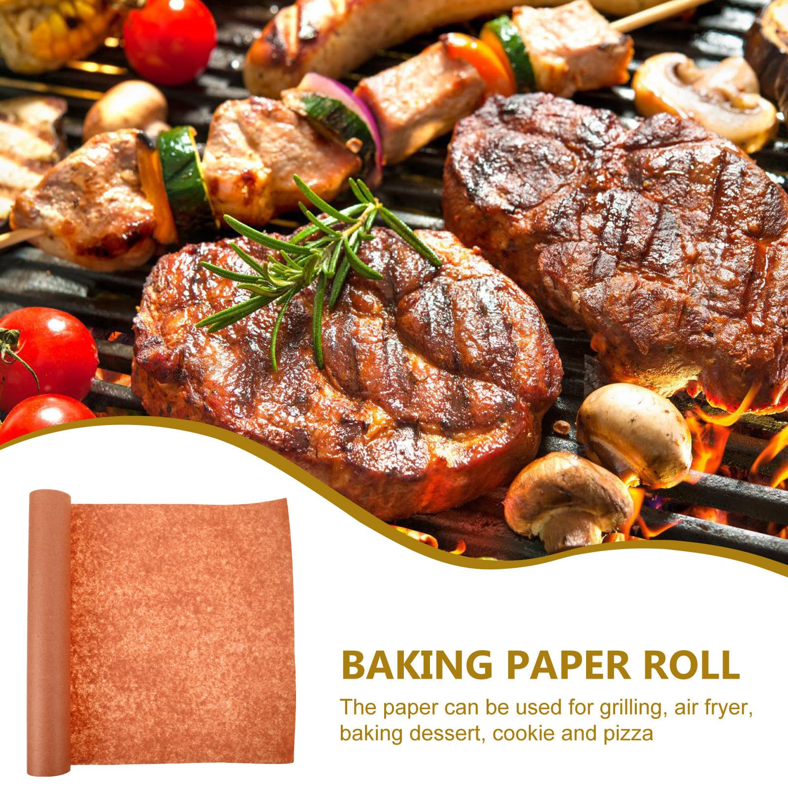 Rotolo Carta da Macellaio Marrone in Carta Sicura e Antiolio per Barbecue e Cottura in Forno per Avvolgere Carne e Alimenti