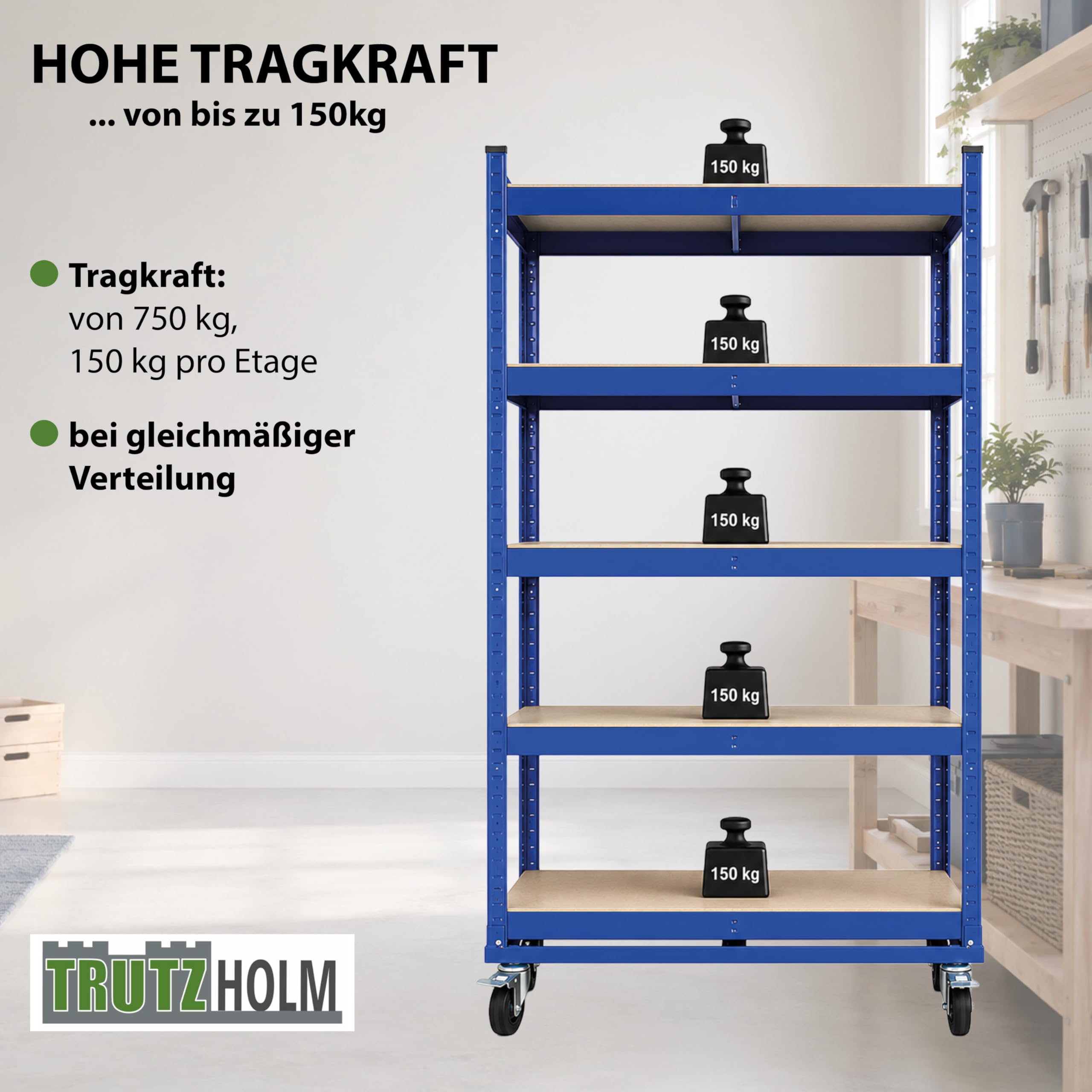Etagenwagen Transportwagen mit 5 Eben | 195x90x45 cm | Traglast 750 kg | Magazinwagen Kommissionierregal Regal Lagerregal Garagenregal Werkstattregal Kommissionierwagen