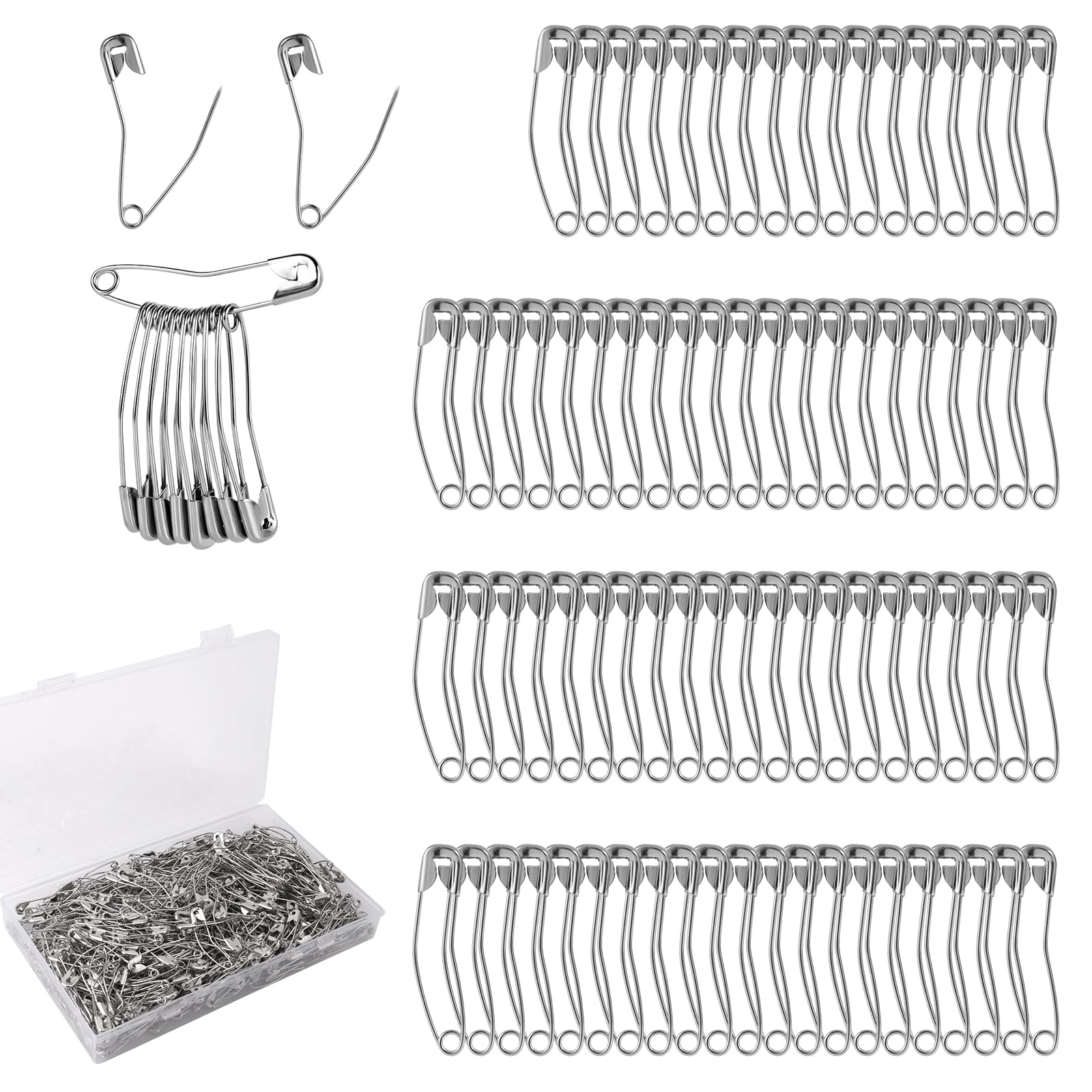 500pcs Curved Safety Pins, 1.5in/3.8cm — image 1